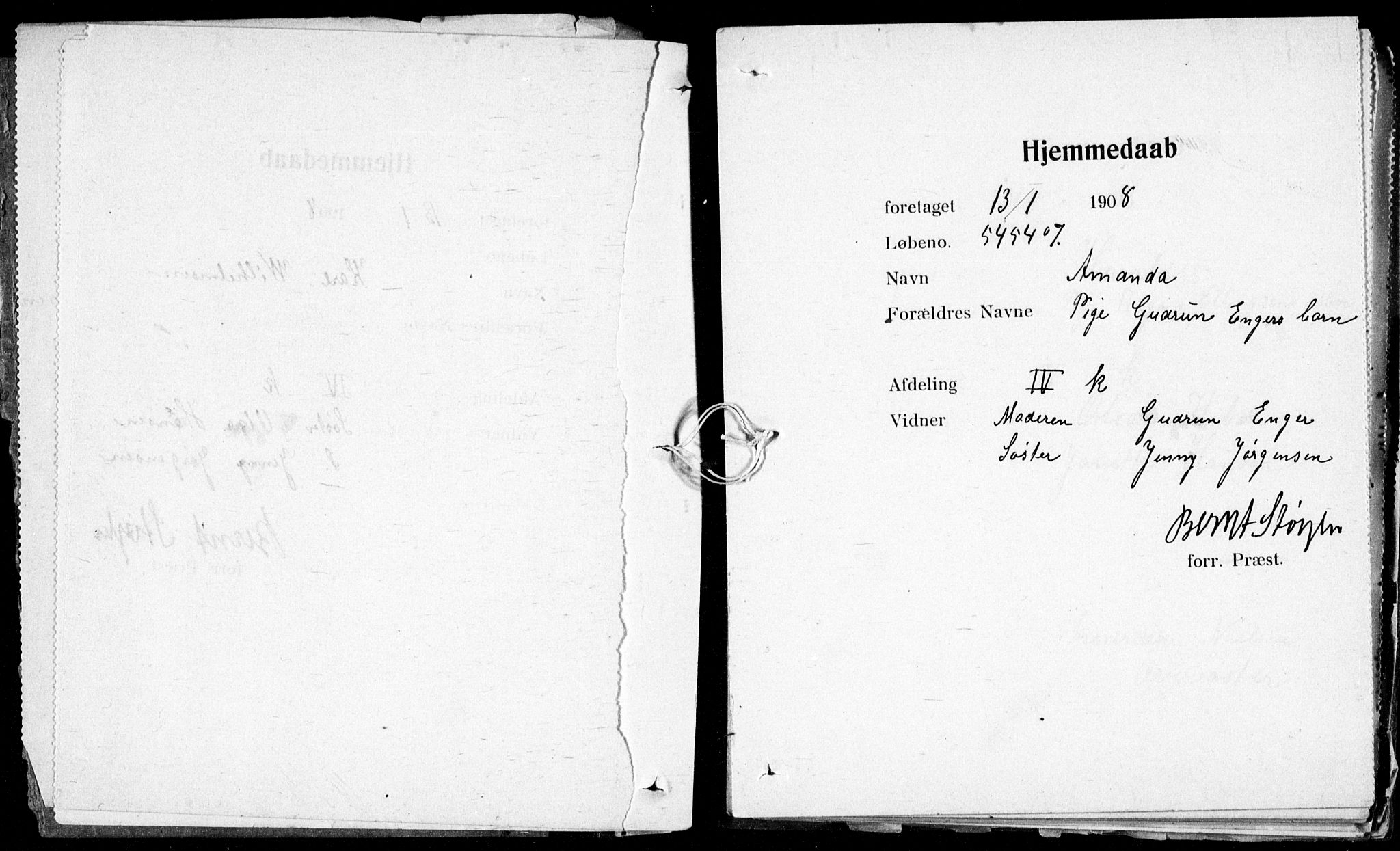 Ullevål sykehus prestekontor Kirkebøker, AV/SAO-A-10542a/K/Ka/L0002: Baptism register no. 2, 1907-1924