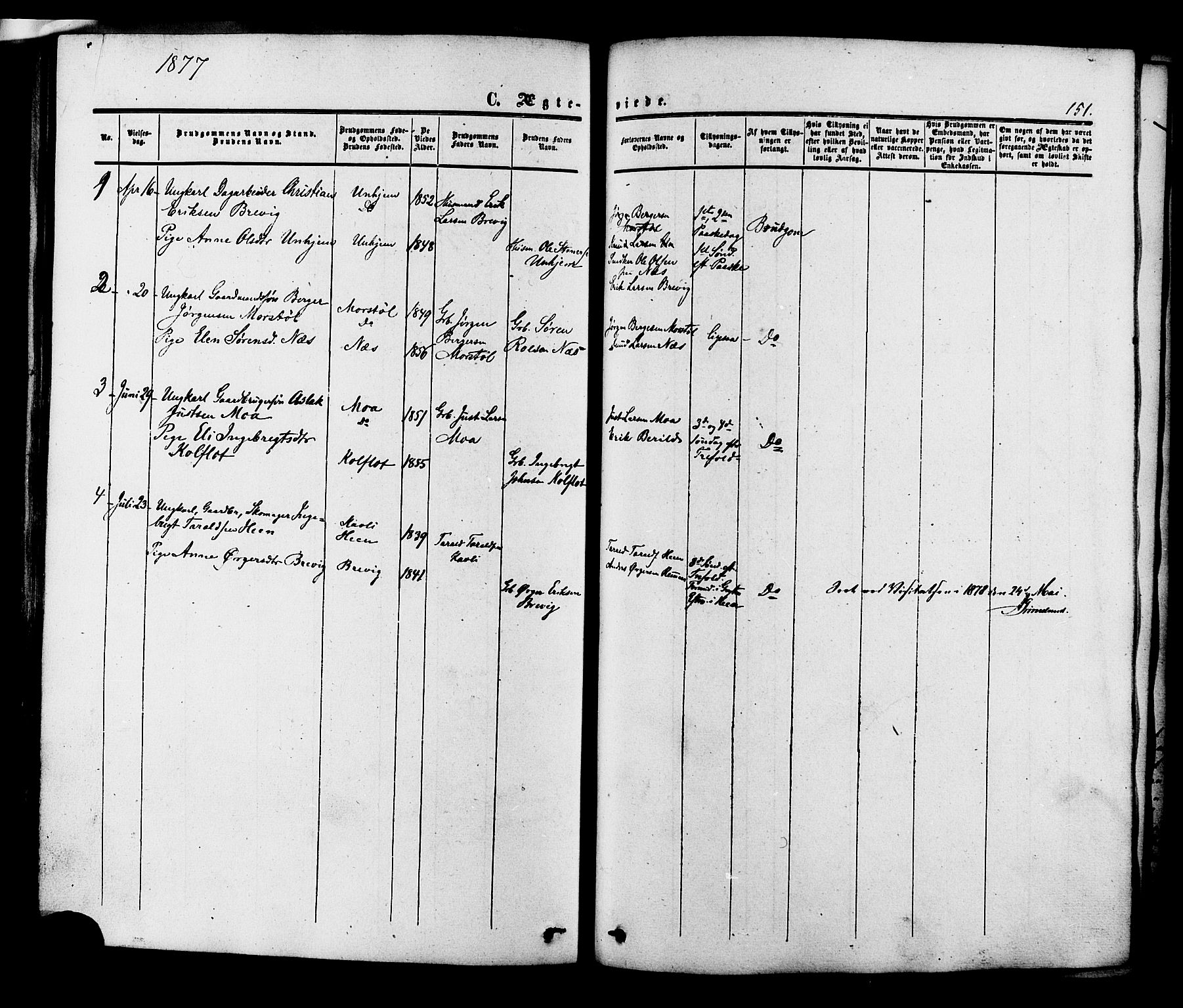 Ministerialprotokoller, klokkerbøker og fødselsregistre - Møre og Romsdal, AV/SAT-A-1454/545/L0586: Parish register (official) no. 545A02, 1854-1877, p. 151