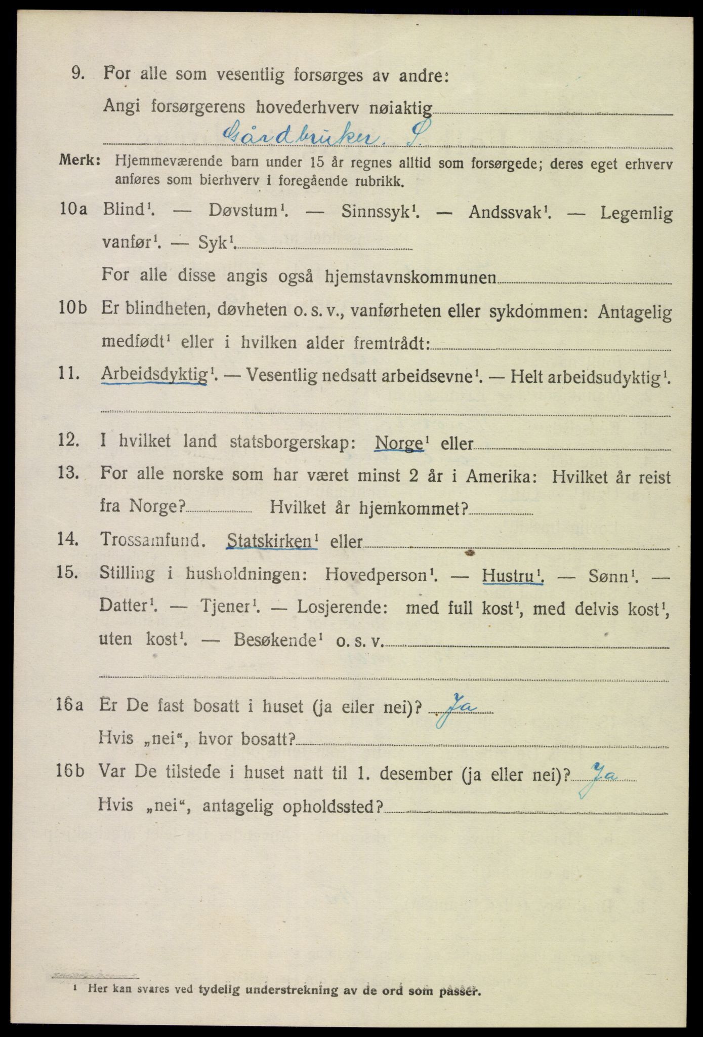 SAK, 1920 census for Hornnes, 1920, p. 2880