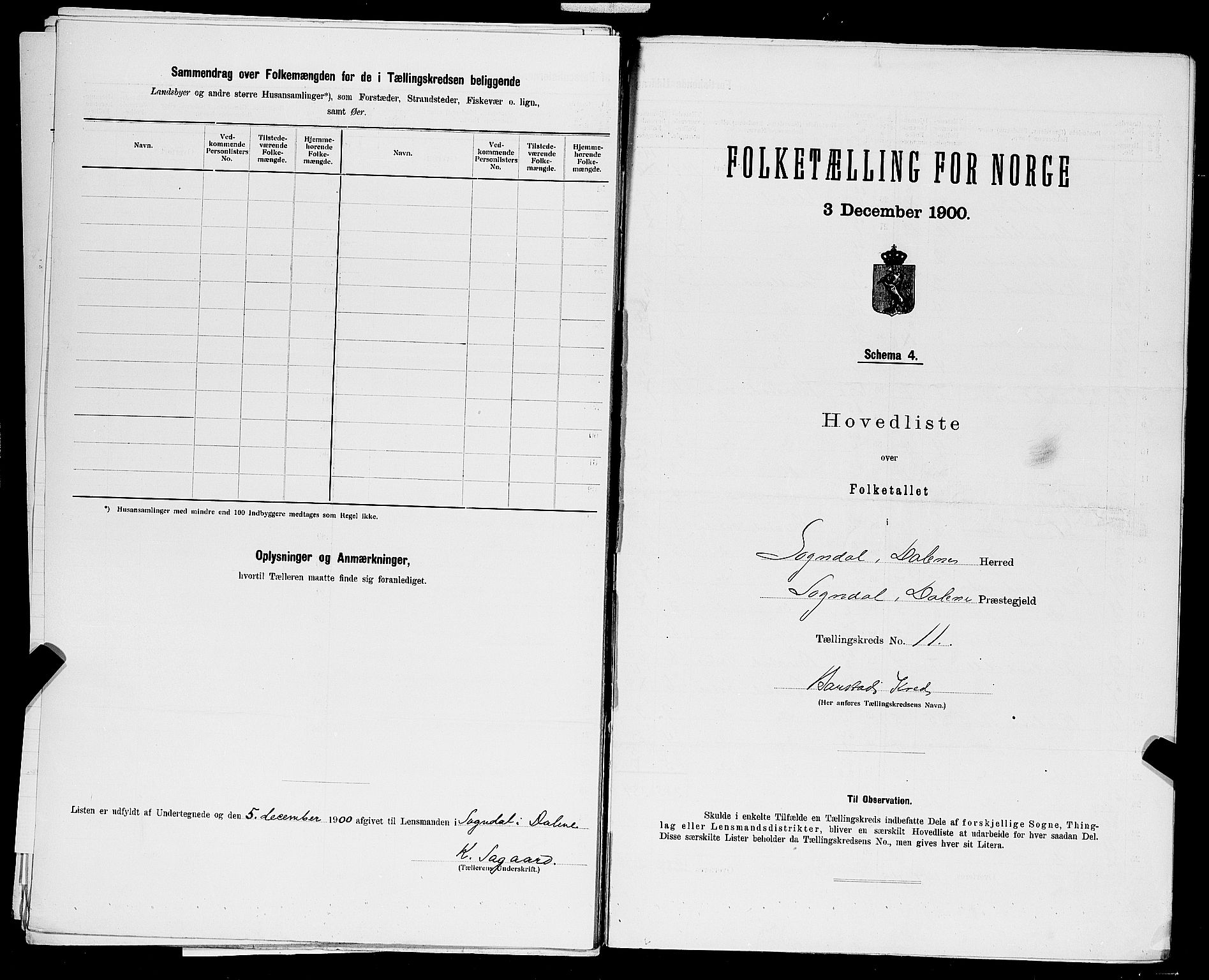 SAST, 1900 census for Sokndal, 1900, p. 47