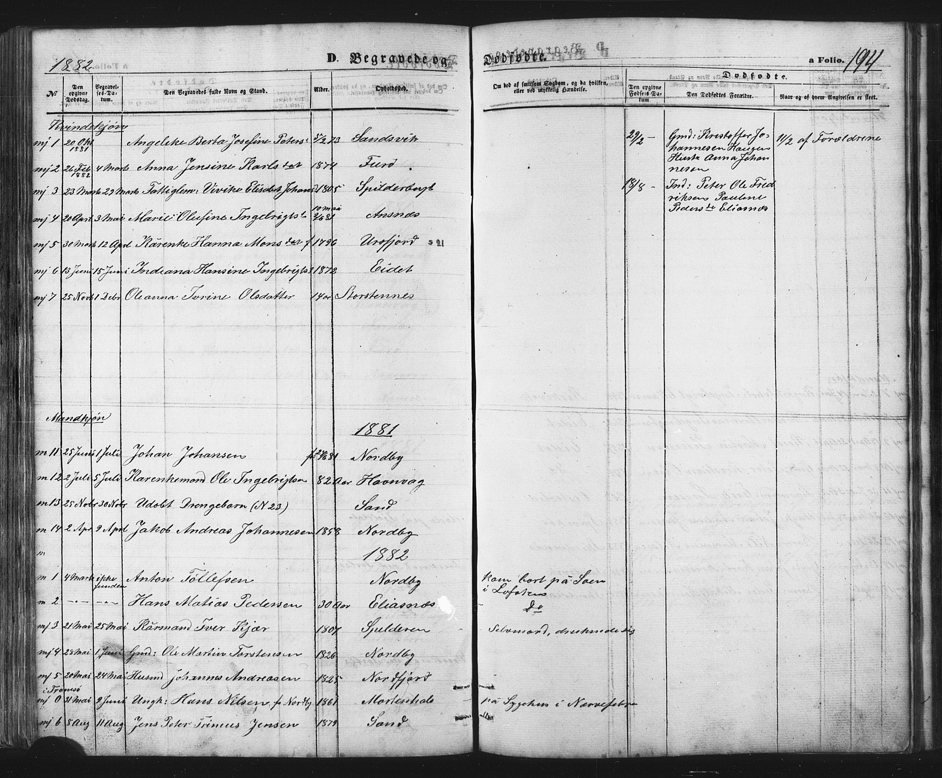 Balsfjord sokneprestembete, SATØ/S-1303/G/Ga/L0002klokker: Parish register (copy) no. 2, 1870-1886, p. 194