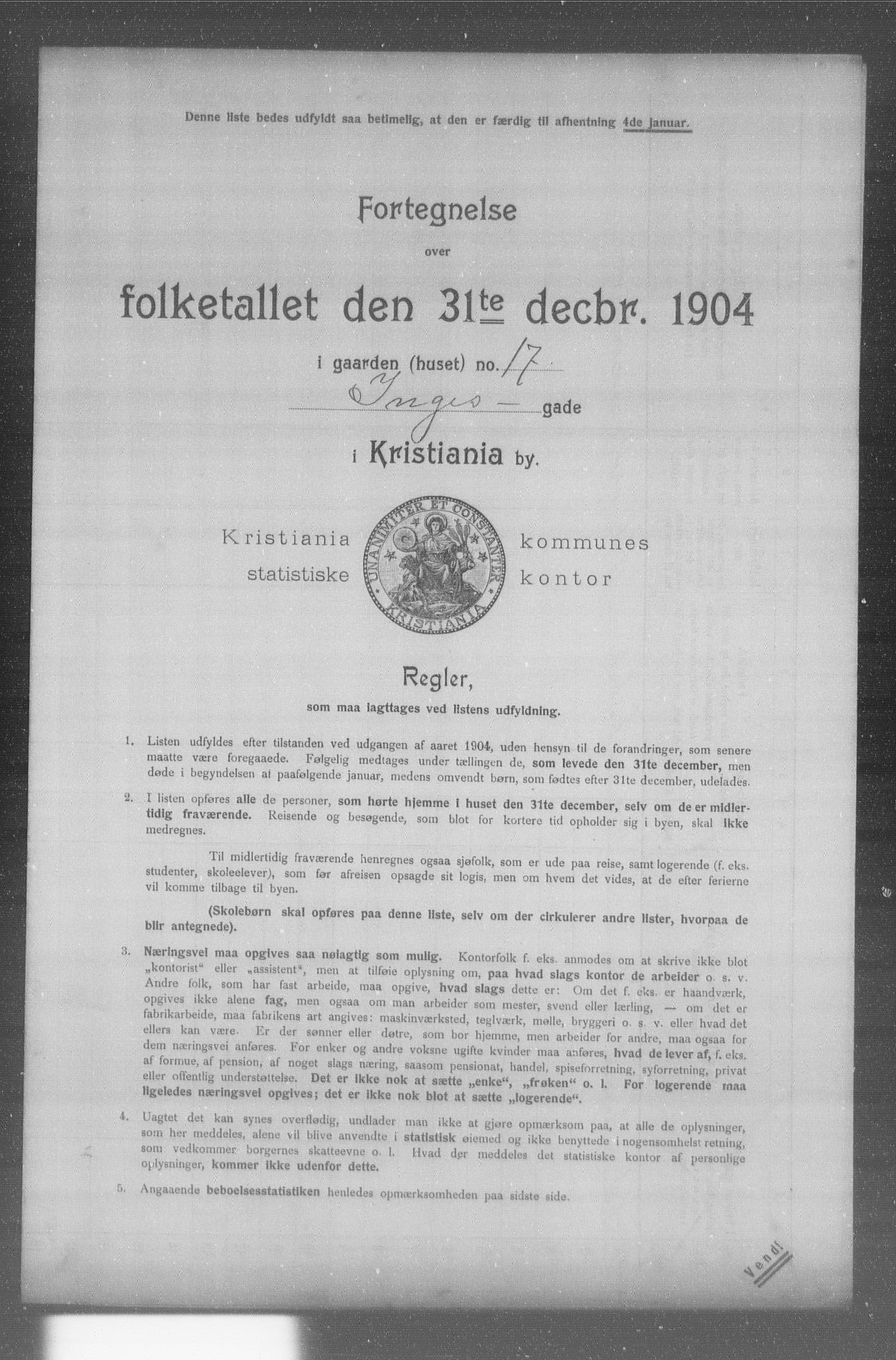 OBA, Municipal Census 1904 for Kristiania, 1904, p. 8474