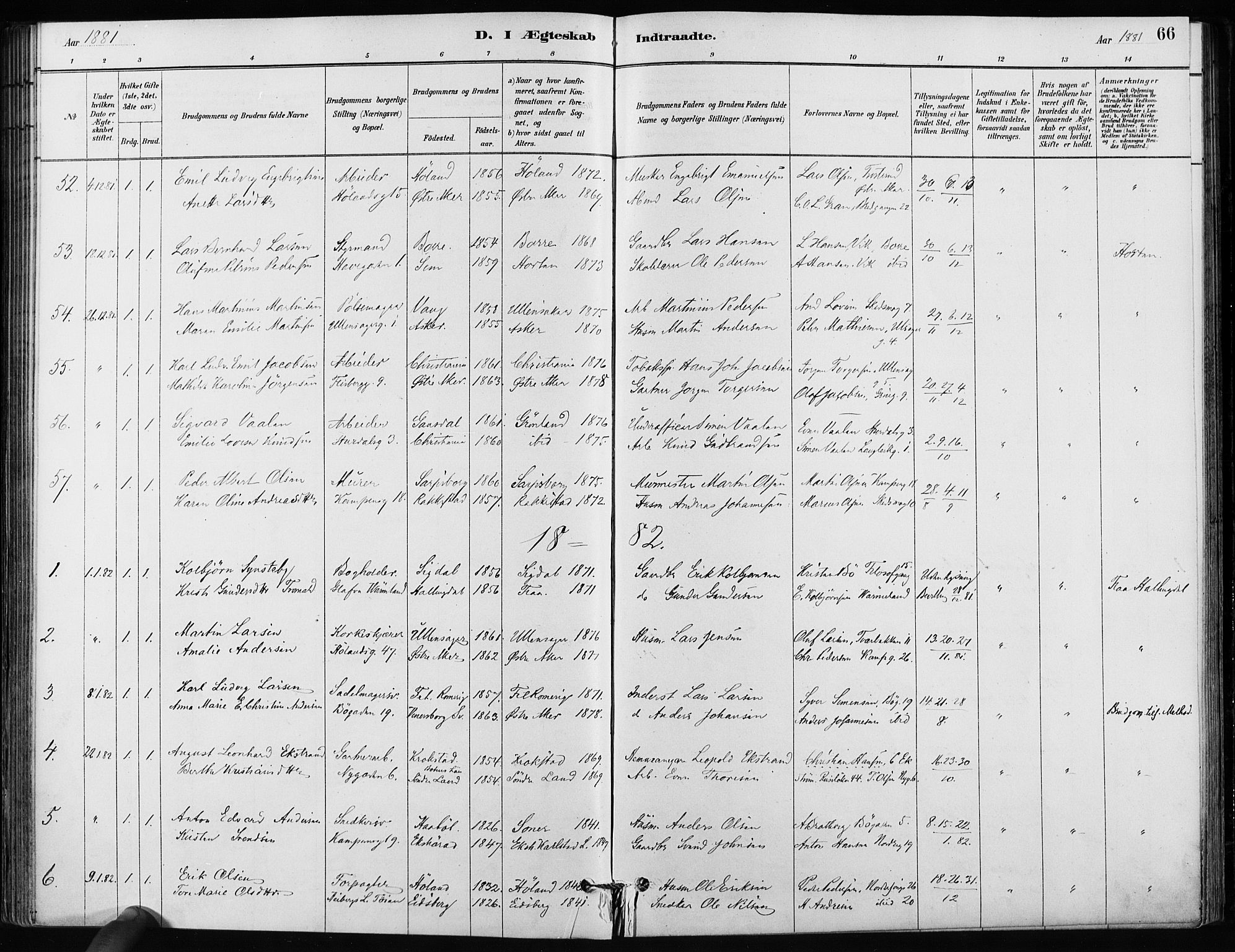 Kampen prestekontor Kirkebøker, SAO/A-10853/F/Fa/L0002: Parish register (official) no. I 2, 1880-1888, p. 66