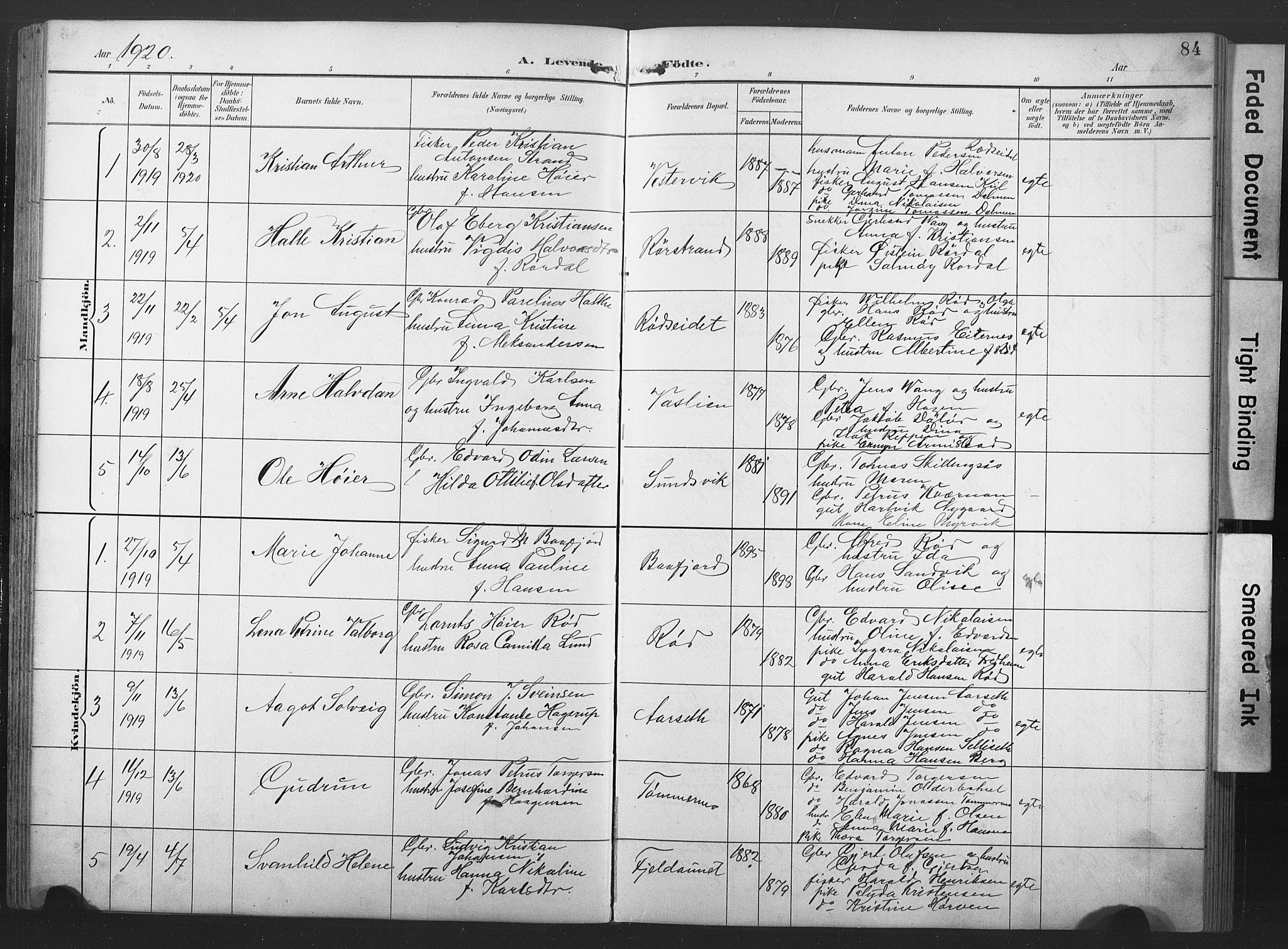 Ministerialprotokoller, klokkerbøker og fødselsregistre - Nord-Trøndelag, SAT/A-1458/789/L0706: Parish register (copy) no. 789C01, 1888-1931, p. 84
