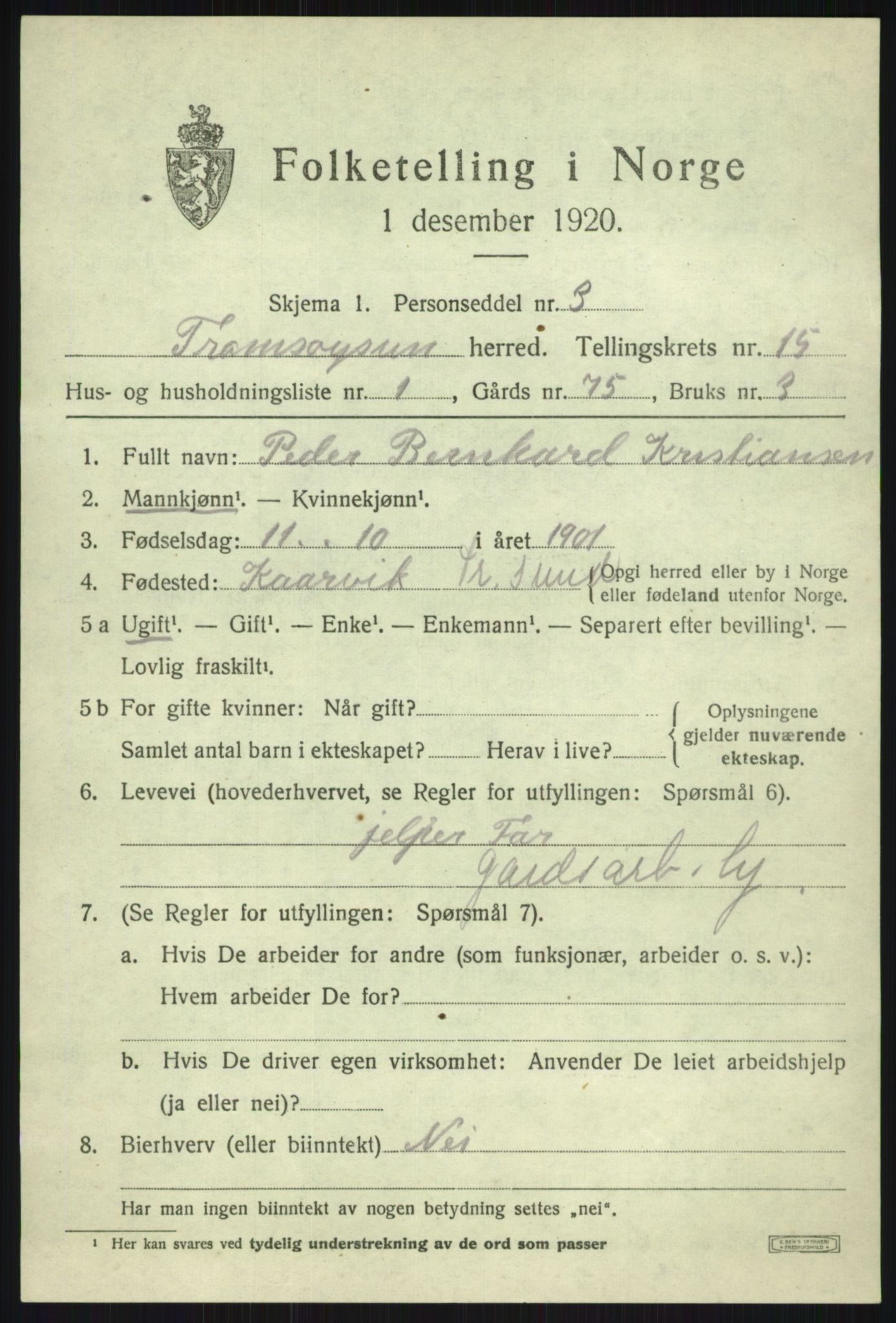 SATØ, 1920 census for Tromsøysund, 1920, p. 8914