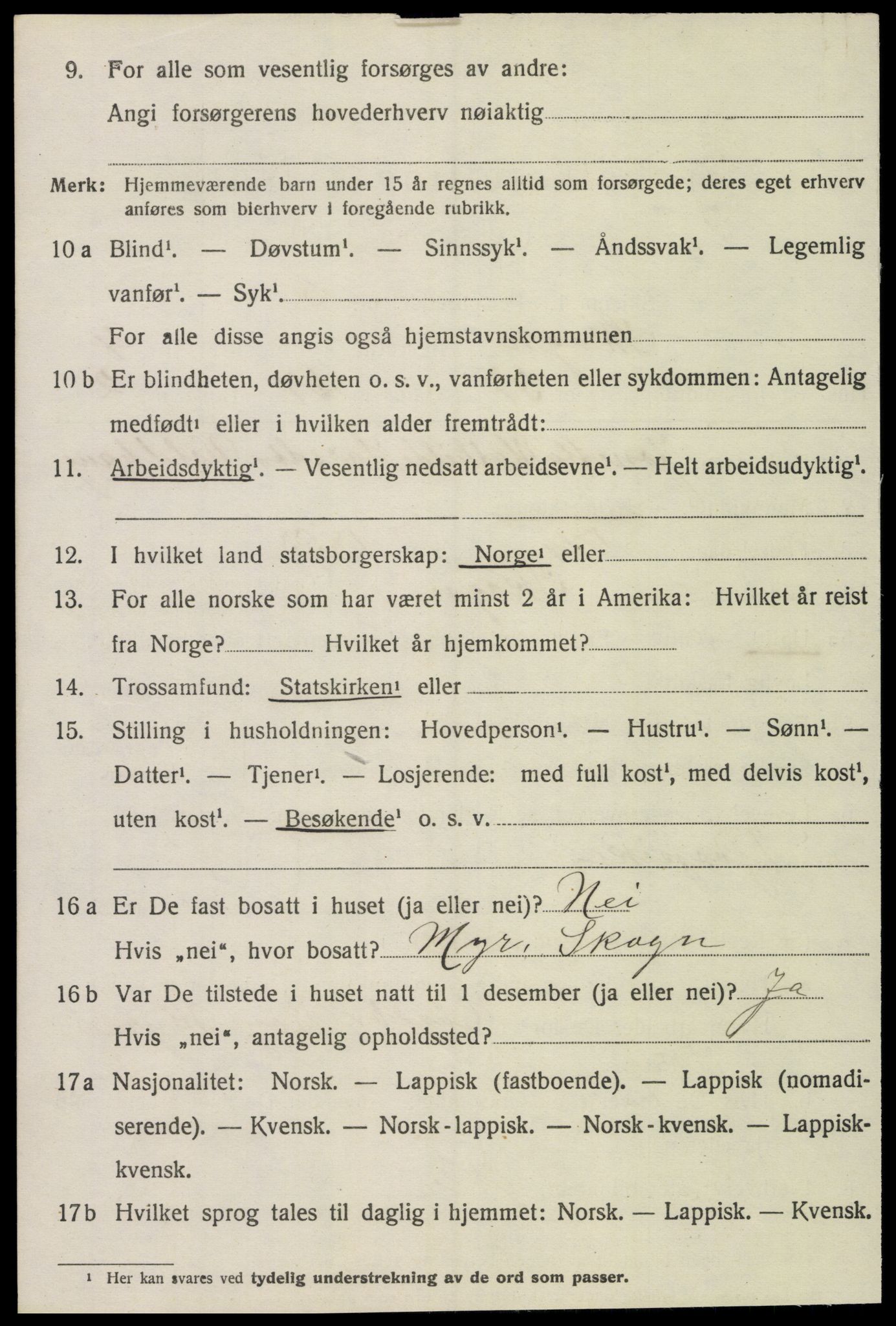 SAT, 1920 census for Skogn, 1920, p. 6484