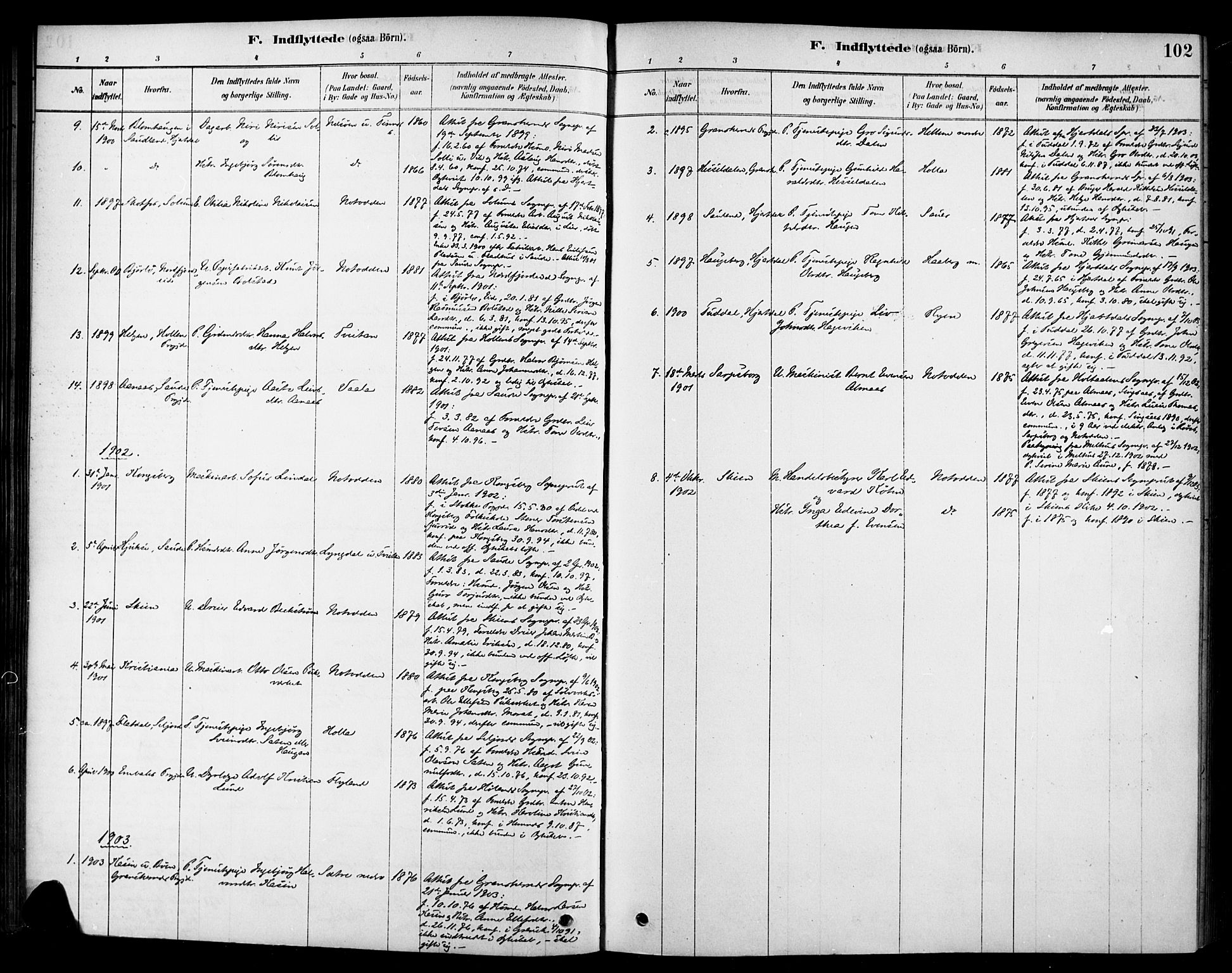 Heddal kirkebøker, SAKO/A-268/F/Fa/L0009: Parish register (official) no. I 9, 1878-1903, p. 102