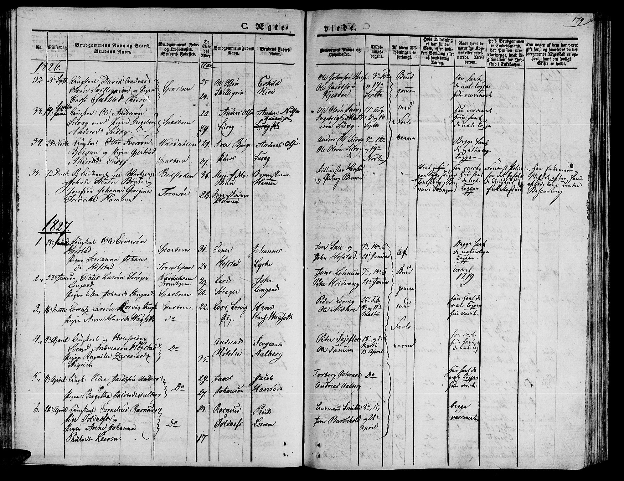 Ministerialprotokoller, klokkerbøker og fødselsregistre - Nord-Trøndelag, SAT/A-1458/735/L0336: Parish register (official) no. 735A05 /1, 1825-1835, p. 179