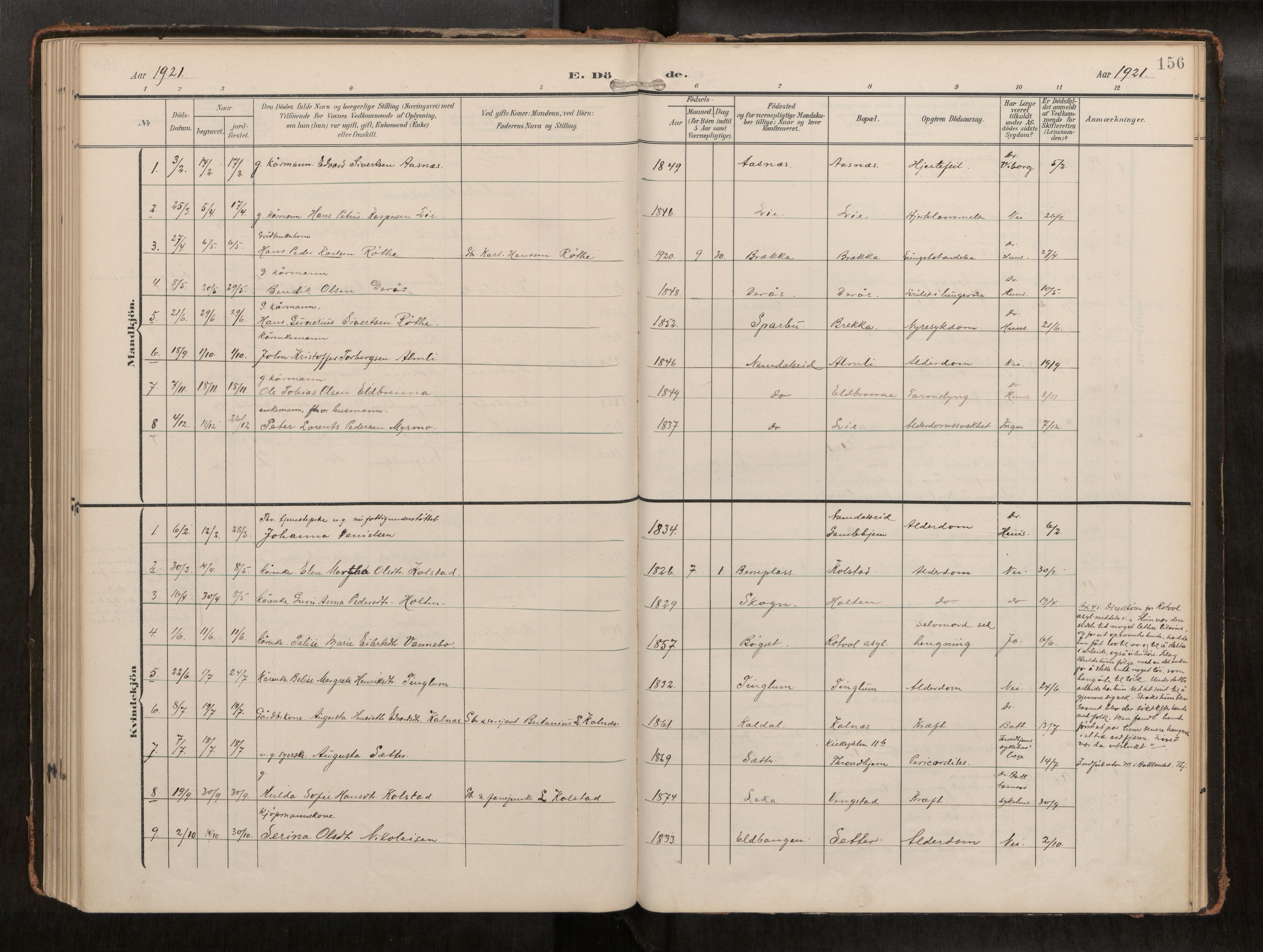 Ministerialprotokoller, klokkerbøker og fødselsregistre - Nord-Trøndelag, AV/SAT-A-1458/742/L0409a: Parish register (official) no. 742A03, 1906-1924, p. 156