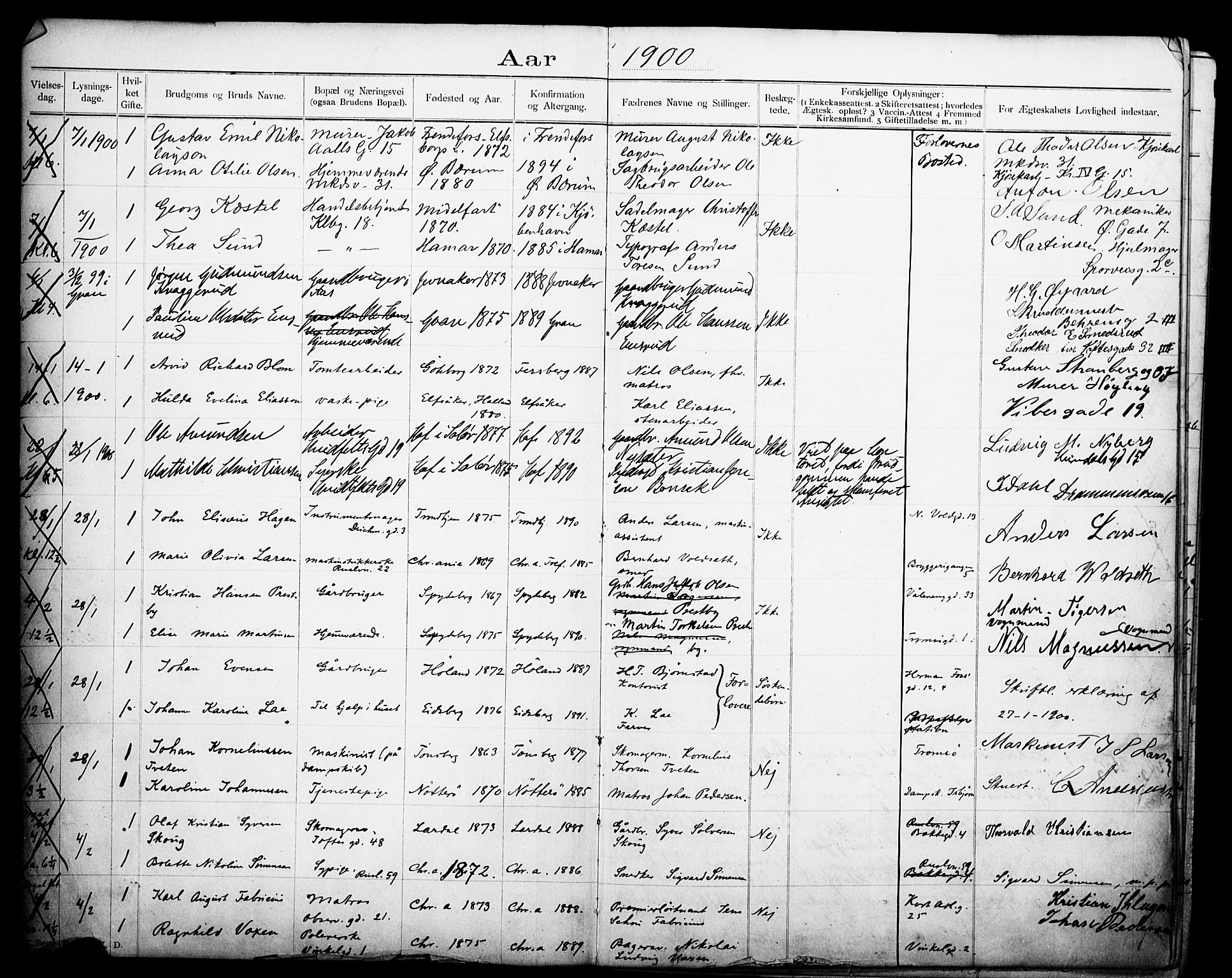 Johannes prestekontor Kirkebøker, AV/SAO-A-10852/H/Ha/L0004: Banns register no. 4, 1900-1912