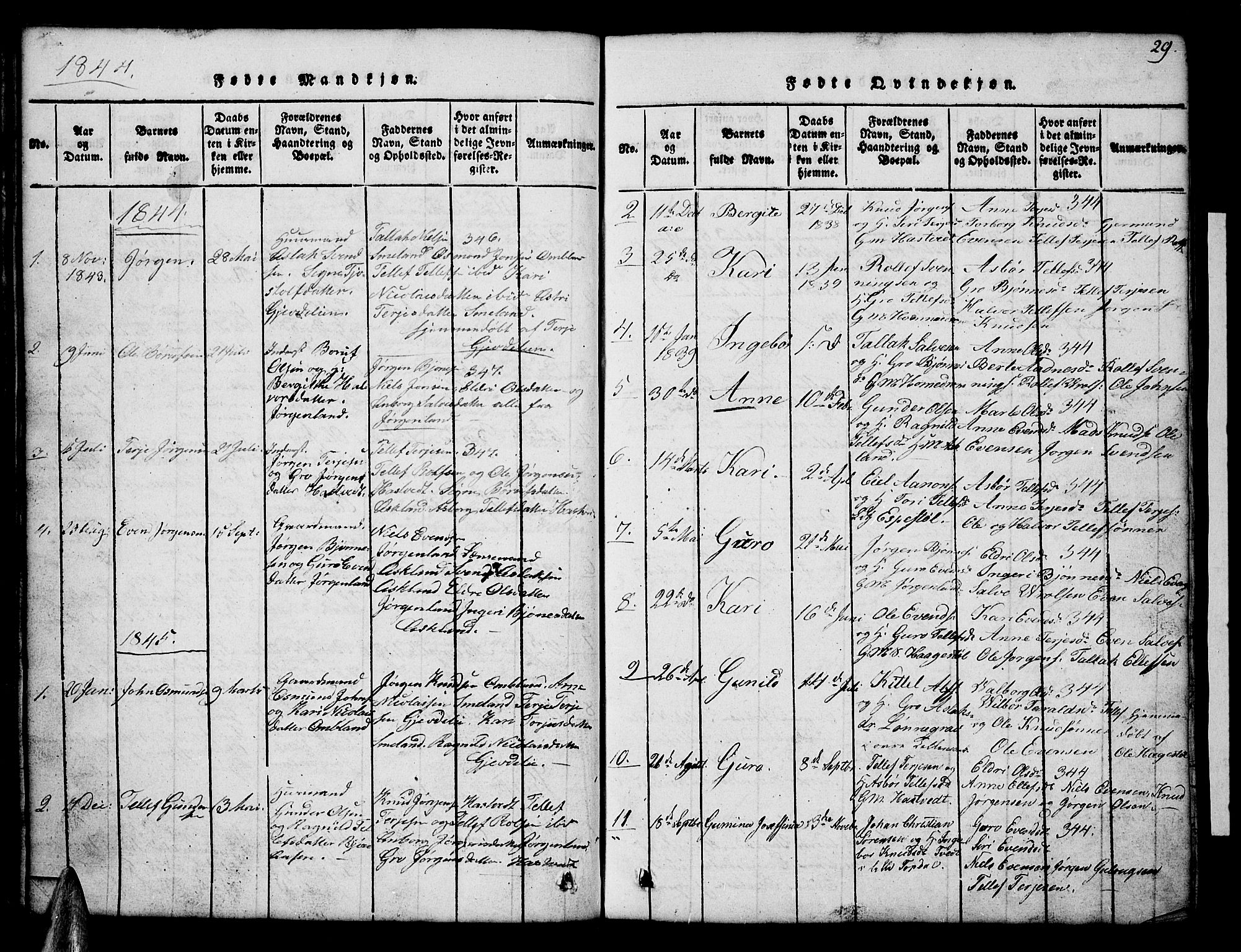 Åmli sokneprestkontor, AV/SAK-1111-0050/F/Fb/Fba/L0001: Parish register (copy) no. B 1, 1816-1890, p. 29