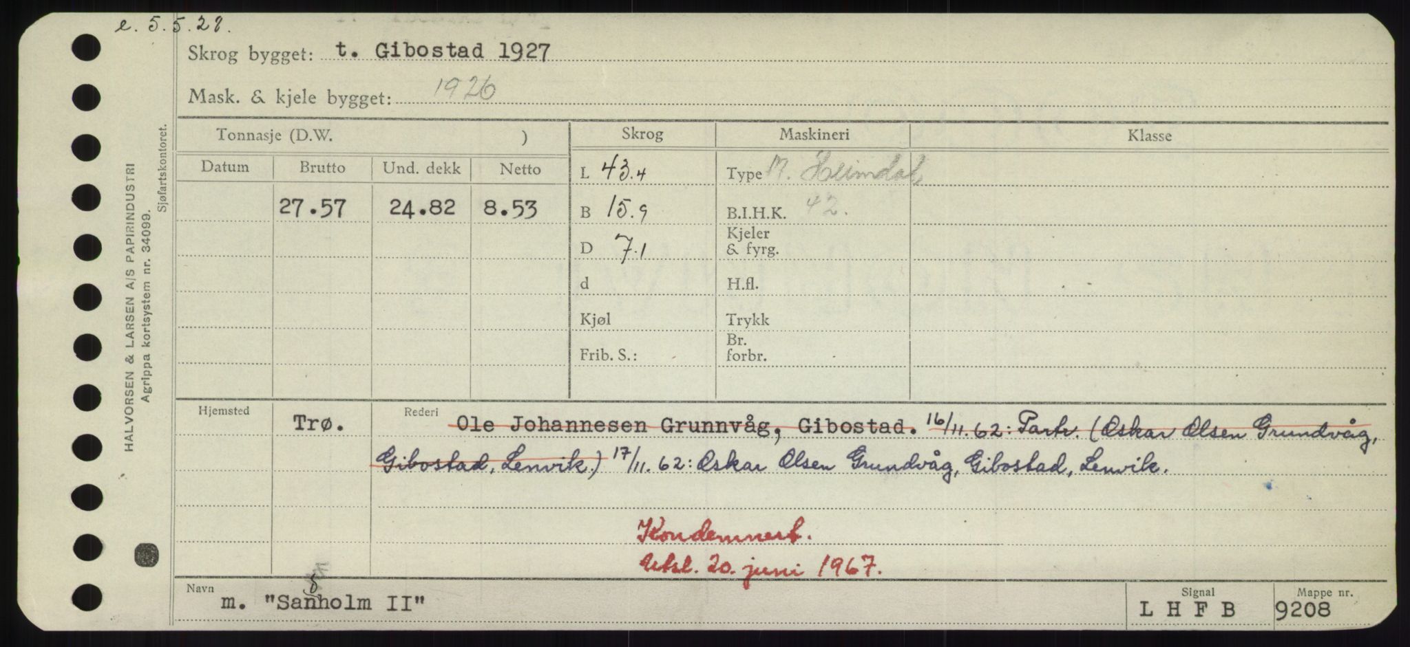 Sjøfartsdirektoratet med forløpere, Skipsmålingen, RA/S-1627/H/Hd/L0032: Fartøy, San-Seve, p. 139