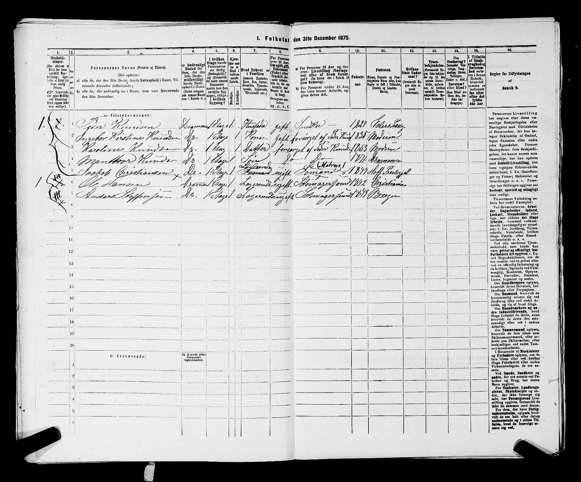 SAKO, 1875 census for 0602 Drammen, 1875, p. 3430