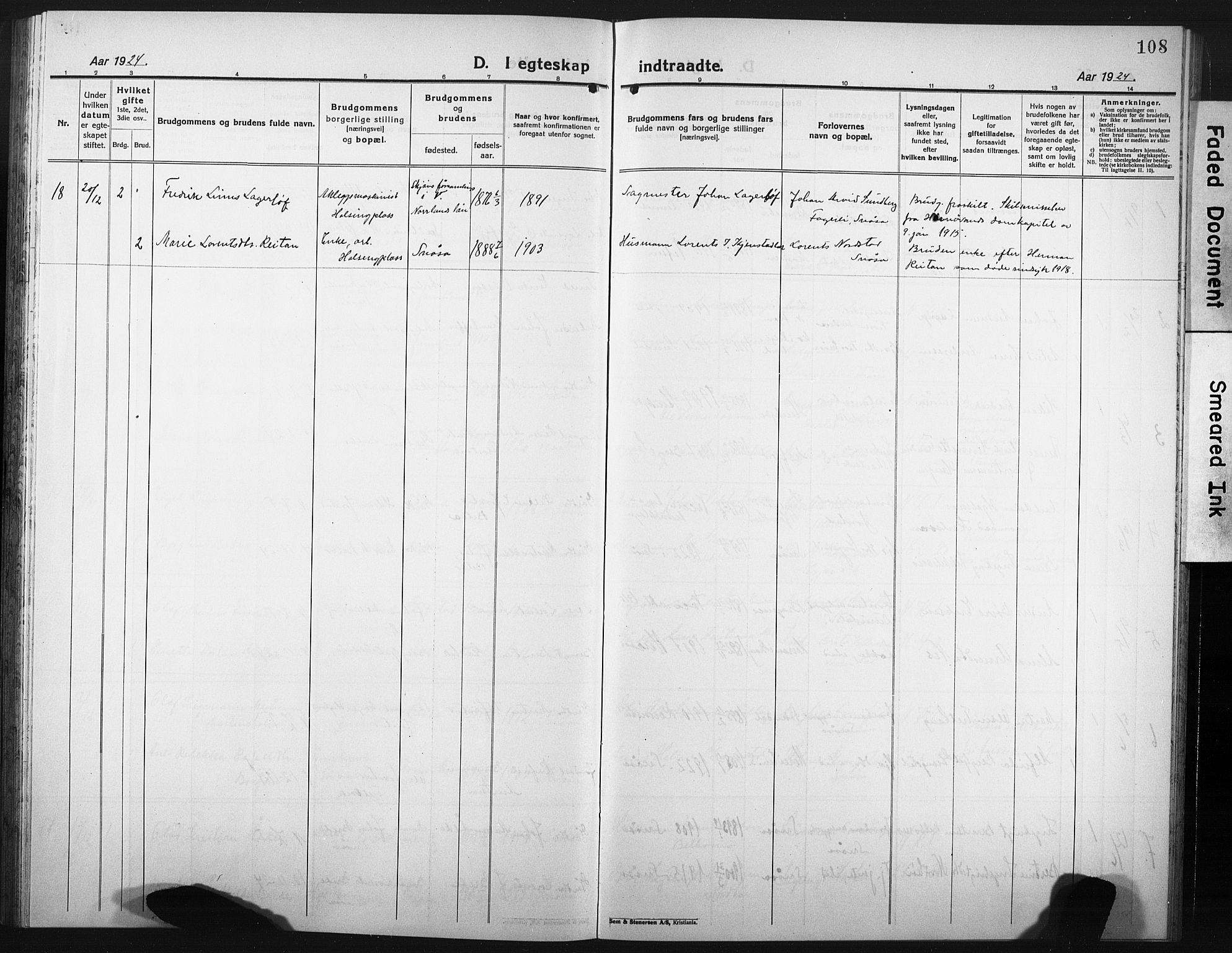 Ministerialprotokoller, klokkerbøker og fødselsregistre - Nord-Trøndelag, SAT/A-1458/749/L0480: Parish register (copy) no. 749C02, 1924-1932, p. 108