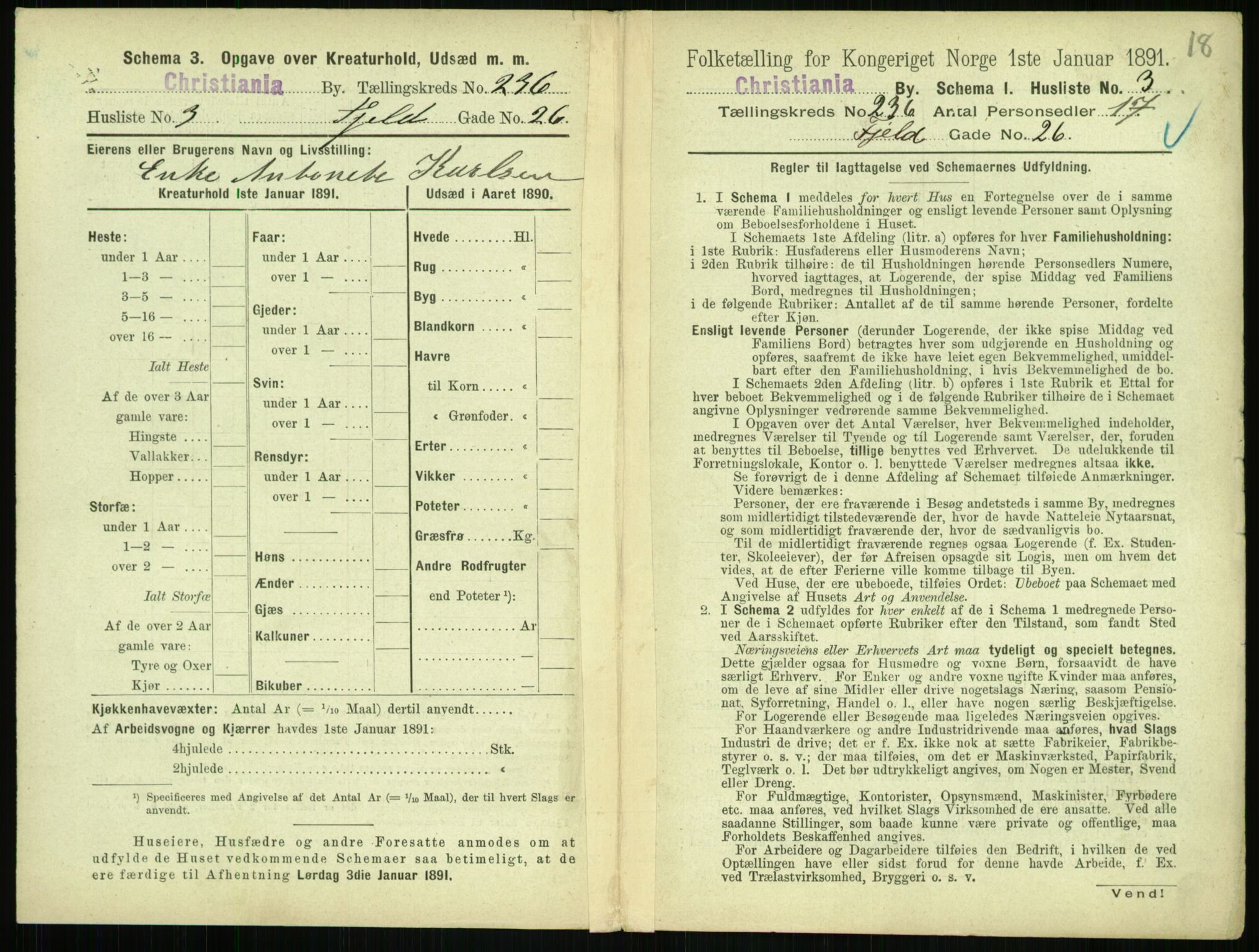 RA, 1891 census for 0301 Kristiania, 1891, p. 143994