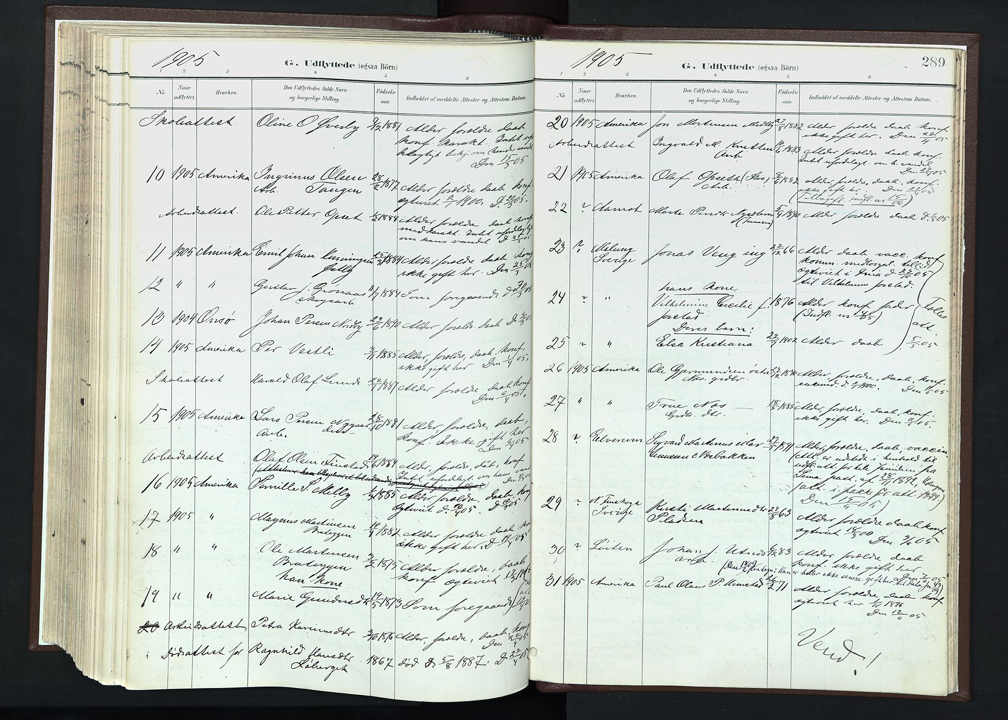 Trysil prestekontor, SAH/PREST-046/H/Ha/Haa/L0013: Parish register (official) no. 13, 1898-1911, p. 289