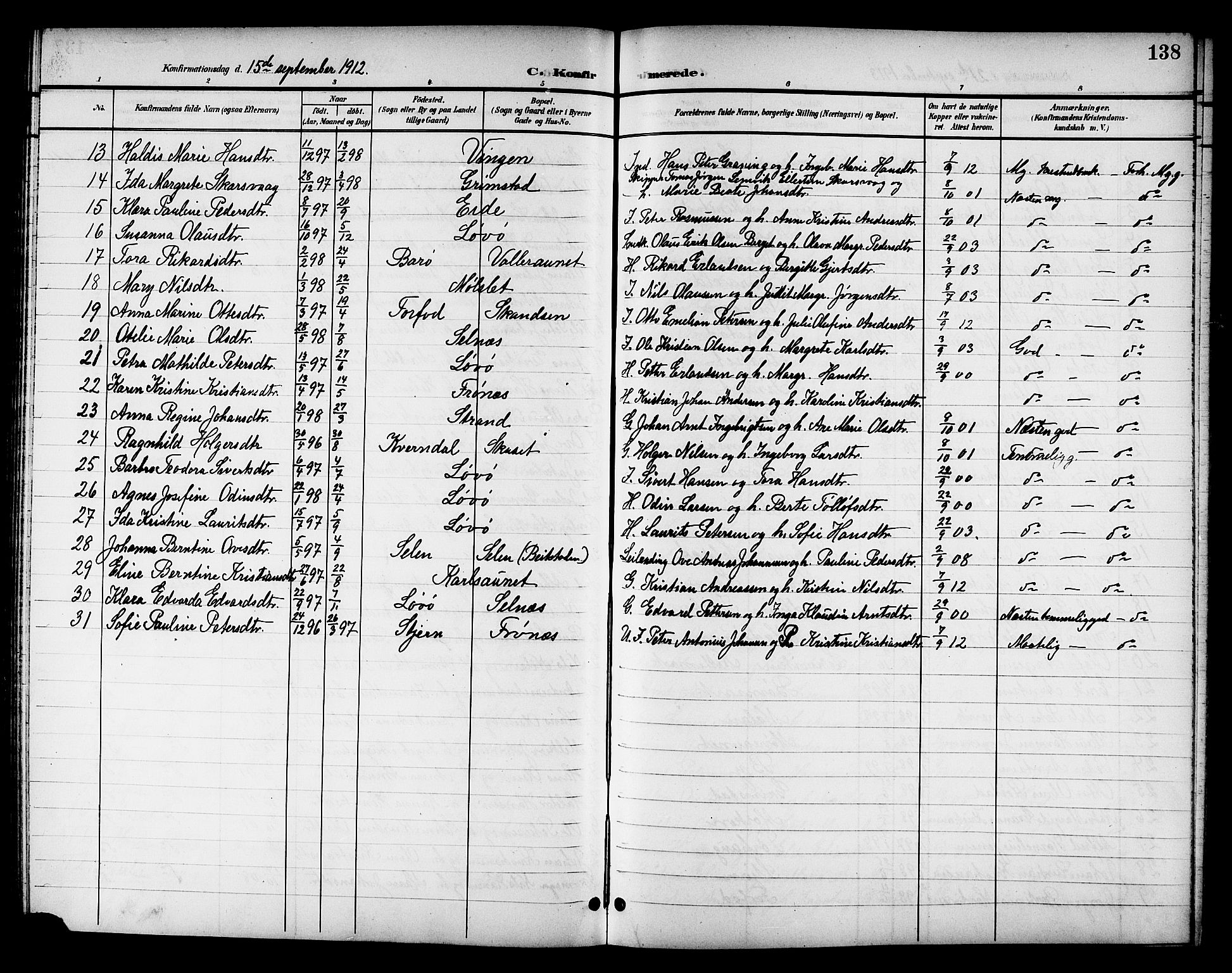 Ministerialprotokoller, klokkerbøker og fødselsregistre - Sør-Trøndelag, SAT/A-1456/655/L0688: Parish register (copy) no. 655C04, 1899-1922, p. 138