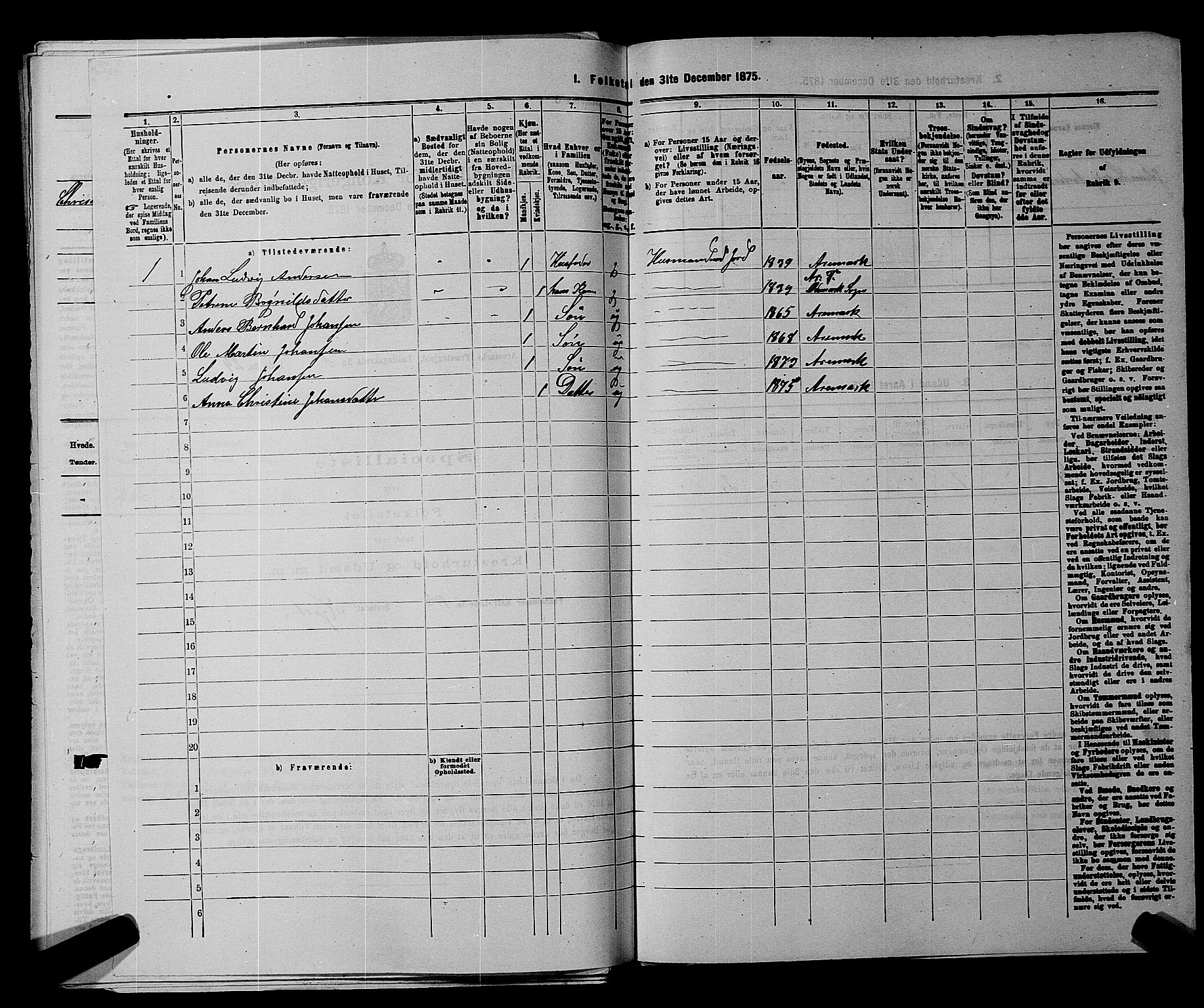 RA, 1875 census for 0118P Aremark, 1875, p. 197