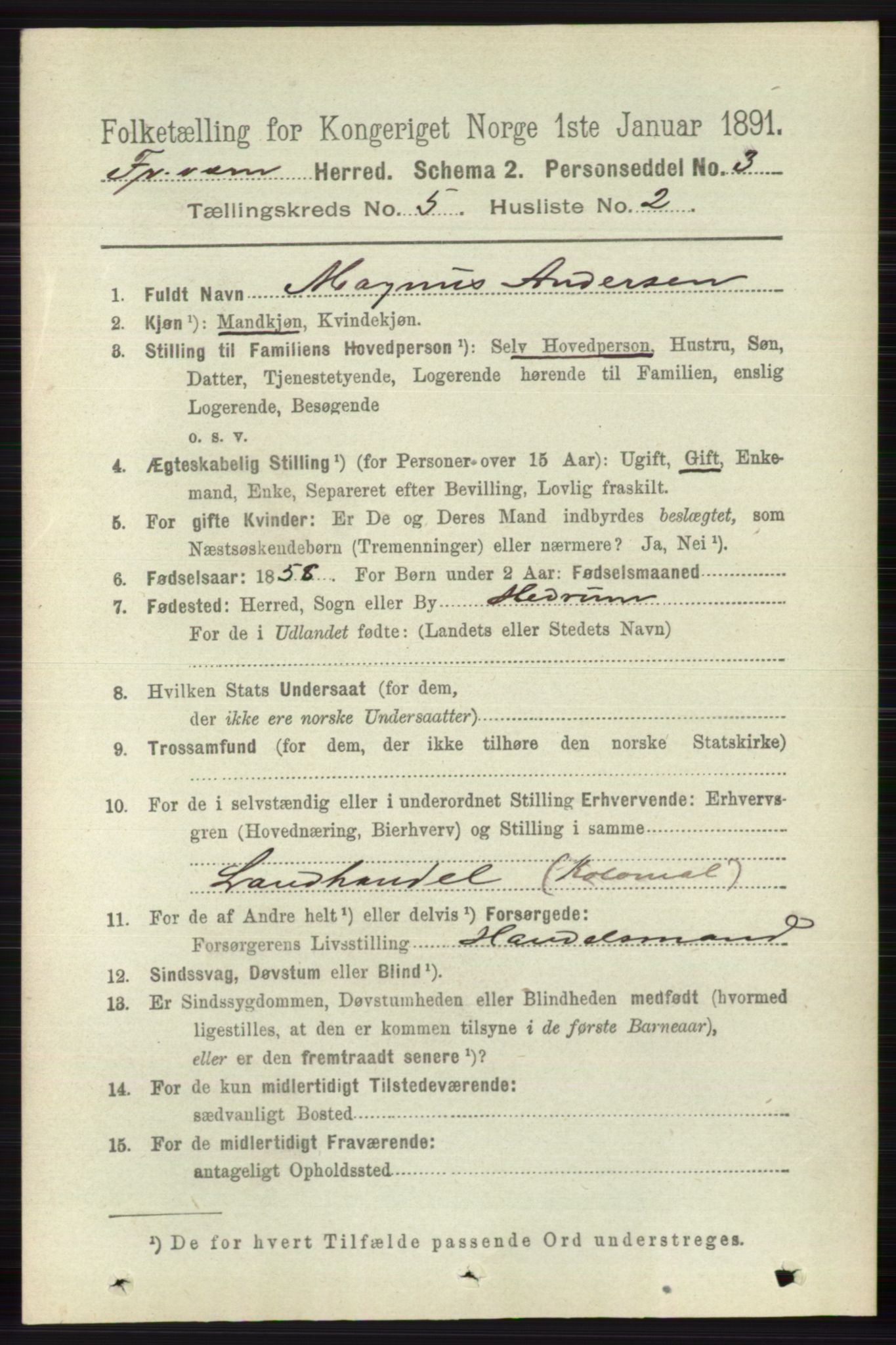 RA, 1891 census for 0798 Fredriksvern, 1891, p. 1044