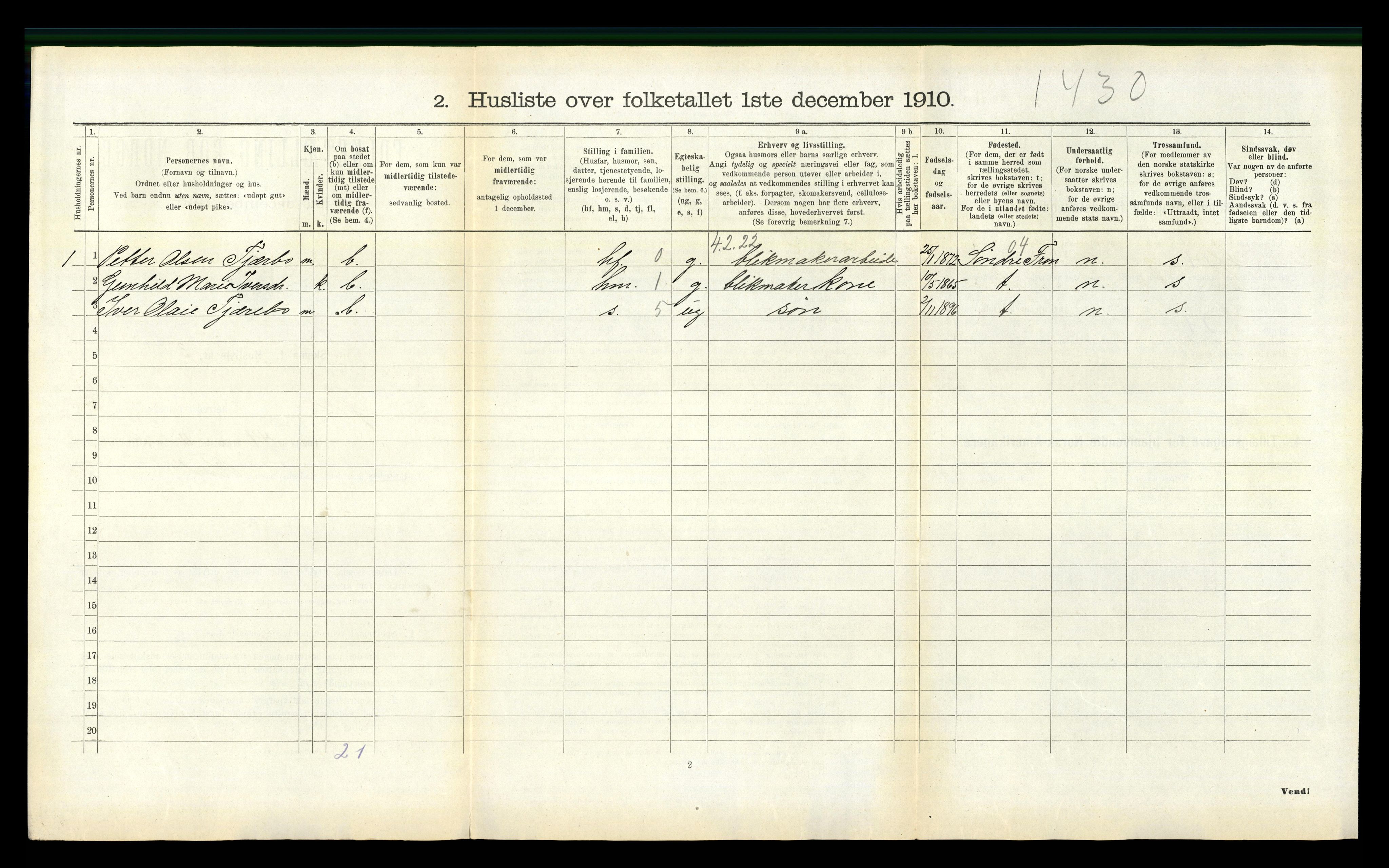 RA, 1910 census for Øre, 1910, p. 602