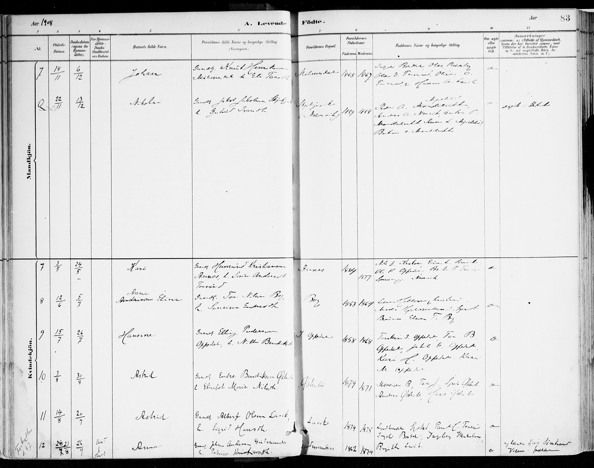 Lavik sokneprestembete, AV/SAB-A-80901: Parish register (official) no. B 1, 1882-1908, p. 83