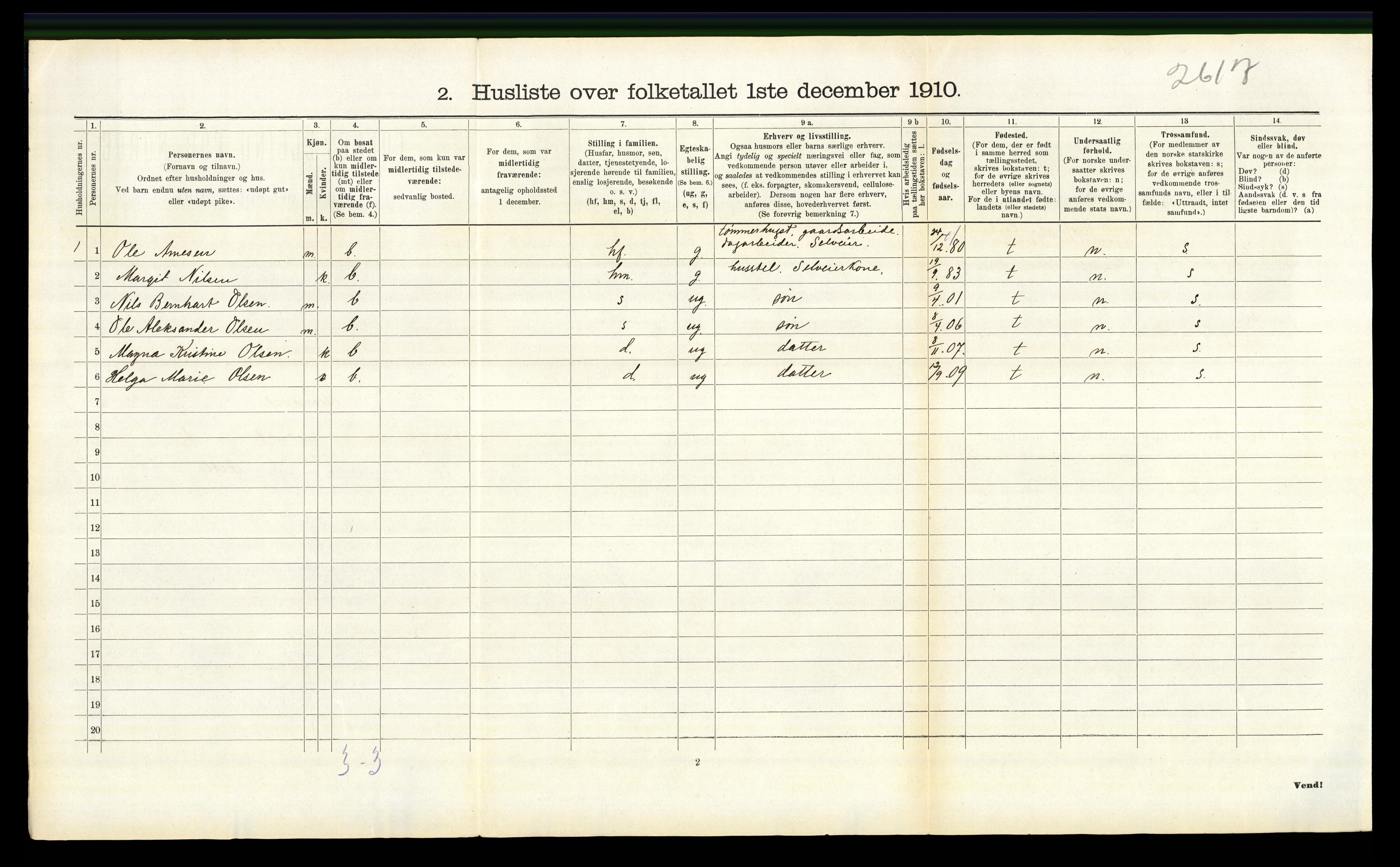 RA, 1910 census for Brandval, 1910, p. 984