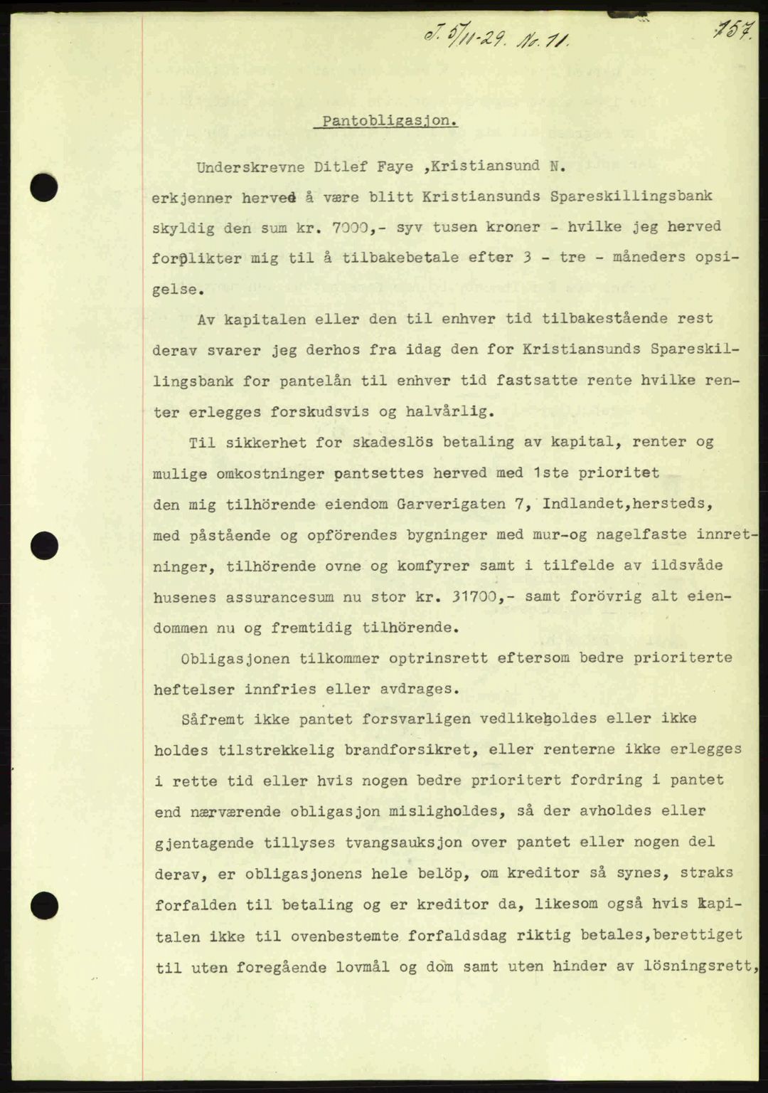 Kristiansund byfogd, AV/SAT-A-4587/A/27: Mortgage book no. 23, 1929-1930, Deed date: 05.11.1929