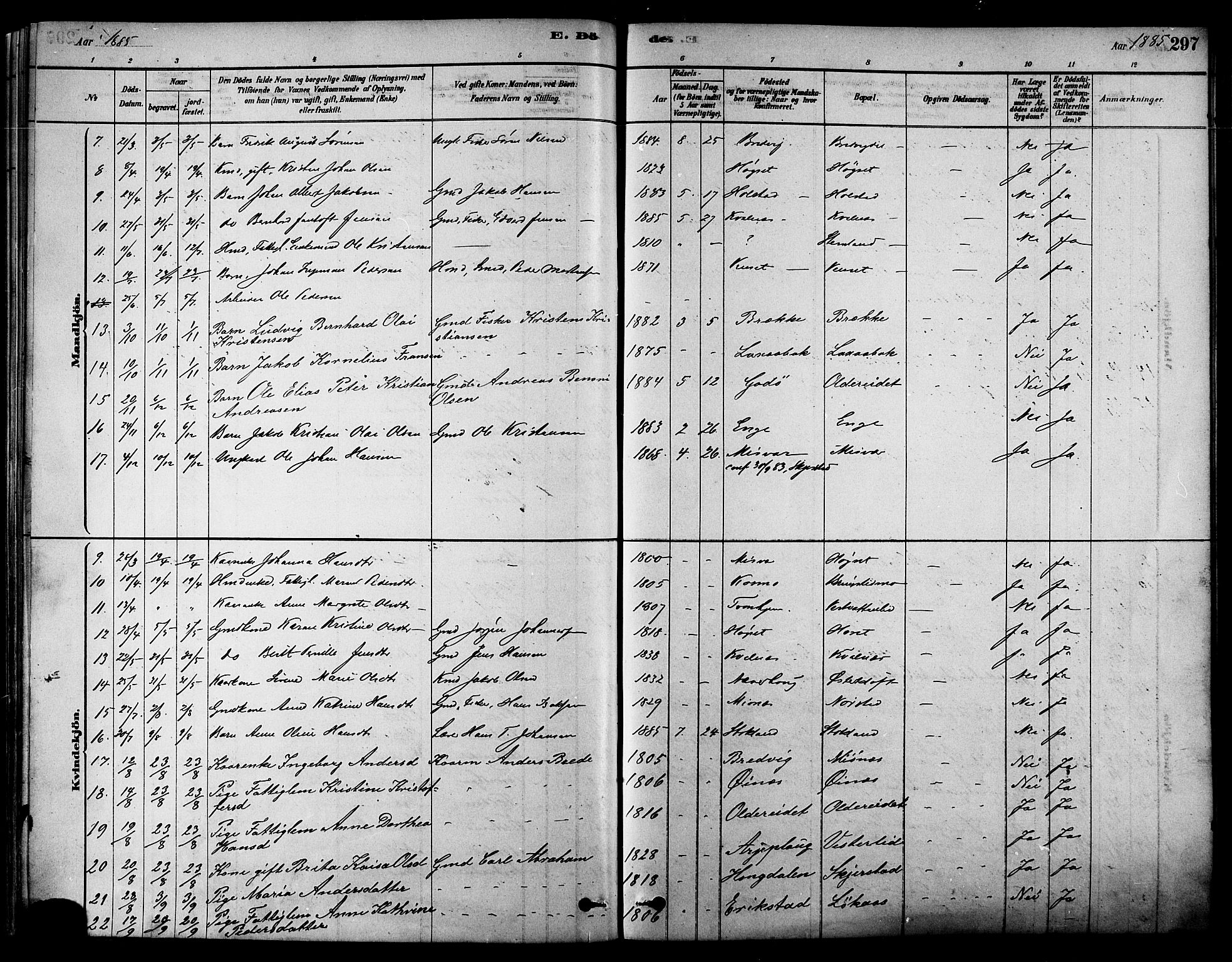 Ministerialprotokoller, klokkerbøker og fødselsregistre - Nordland, SAT/A-1459/852/L0740: Parish register (official) no. 852A10, 1878-1894, p. 297