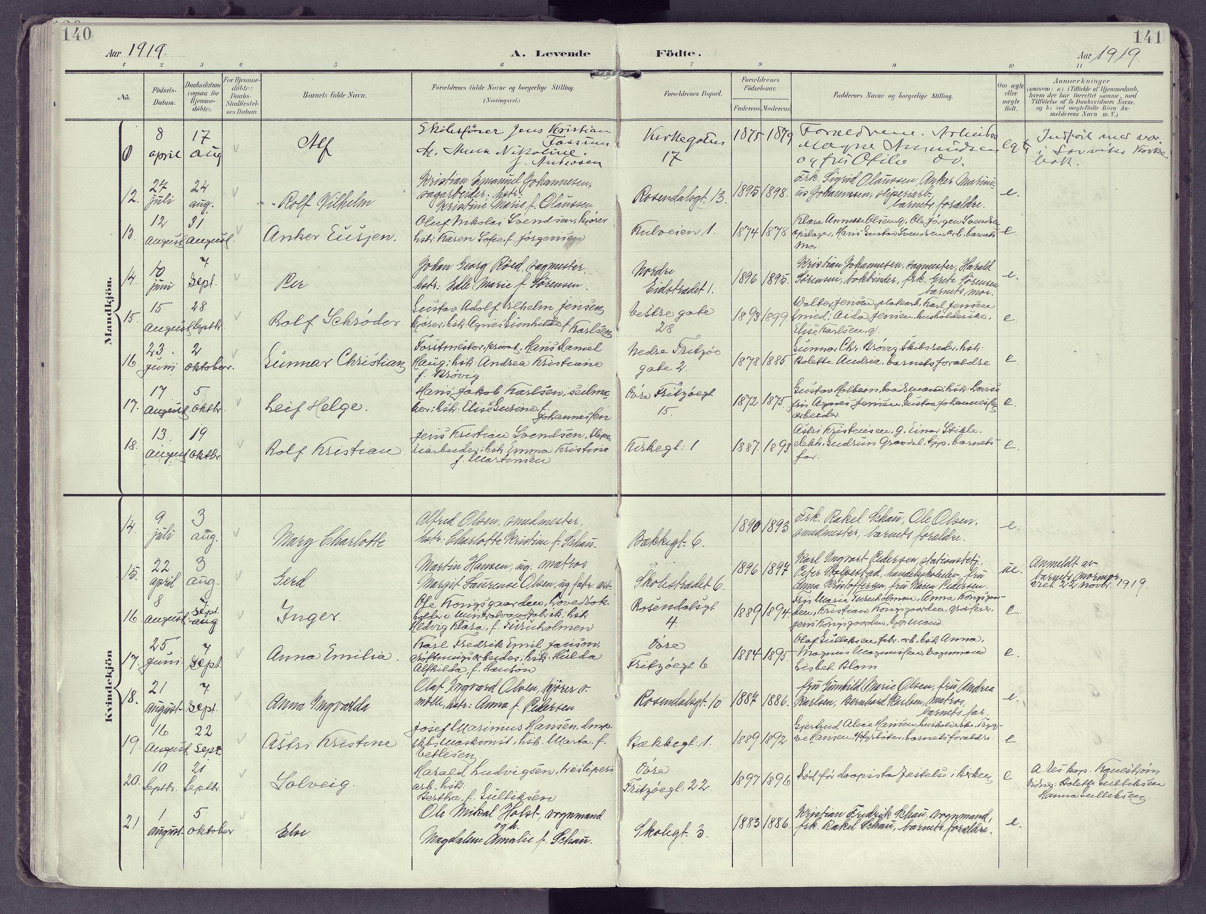 Larvik kirkebøker, AV/SAKO-A-352/F/Fb/L0005: Parish register (official) no. II 5, 1903-1925, p. 140-141