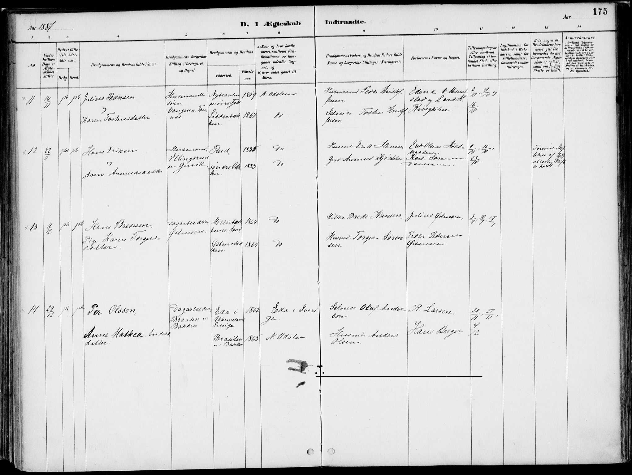 Nord-Odal prestekontor, AV/SAH-PREST-032/H/Ha/Haa/L0008: Parish register (official) no. 8, 1886-1901, p. 175