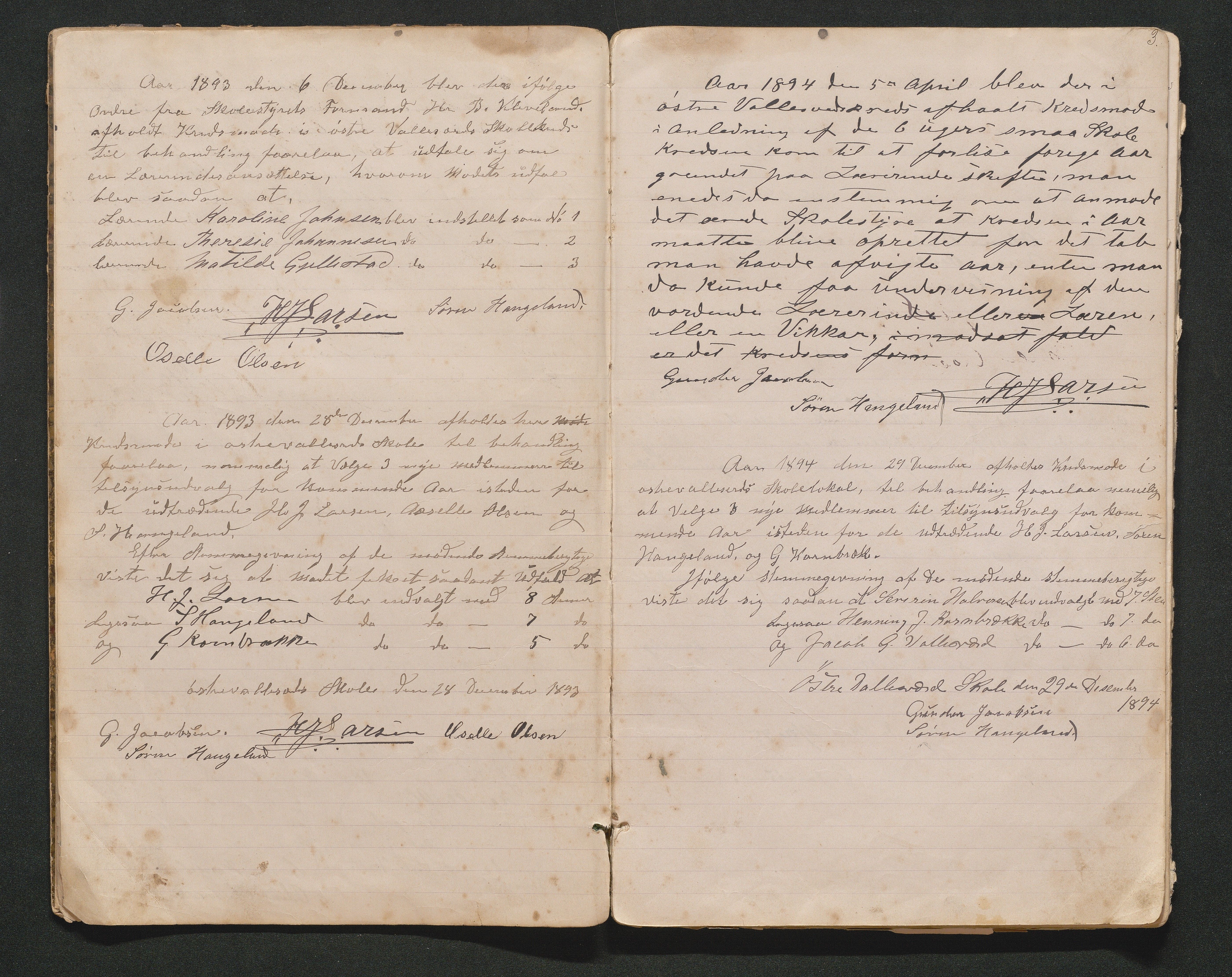 Høvåg kommune, AAMA/KA0927-PK/1/05/L0398: Østre-Vallesverd krets, tilsynsutvalgets møtebok, 1890-1961, p. 3