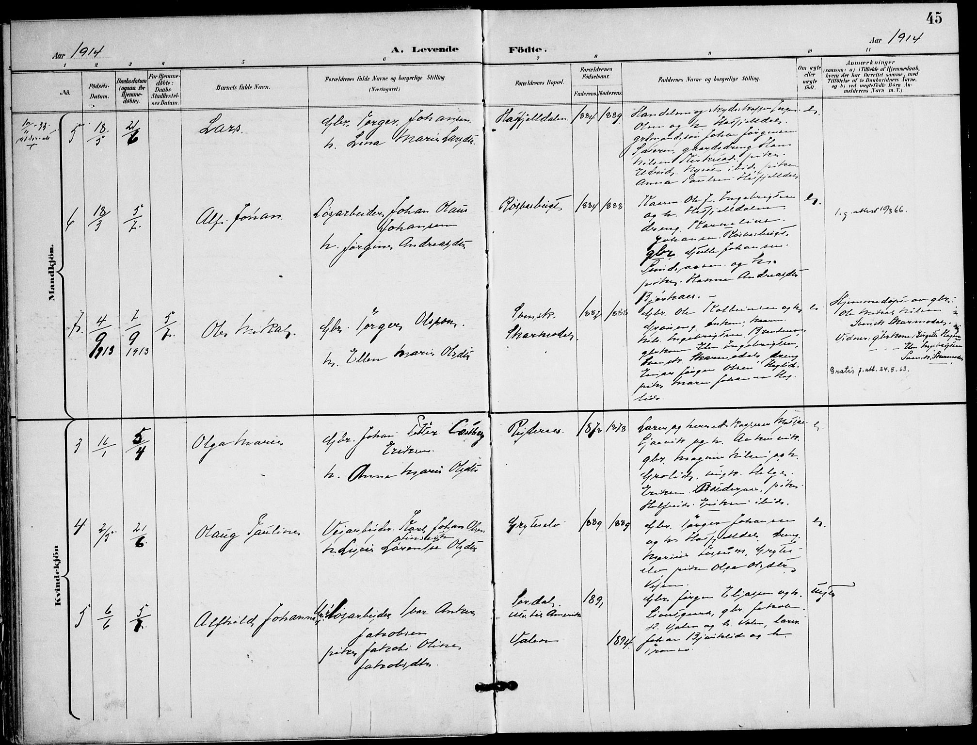 Ministerialprotokoller, klokkerbøker og fødselsregistre - Nordland, AV/SAT-A-1459/823/L0326: Parish register (official) no. 823A03, 1899-1919, p. 45