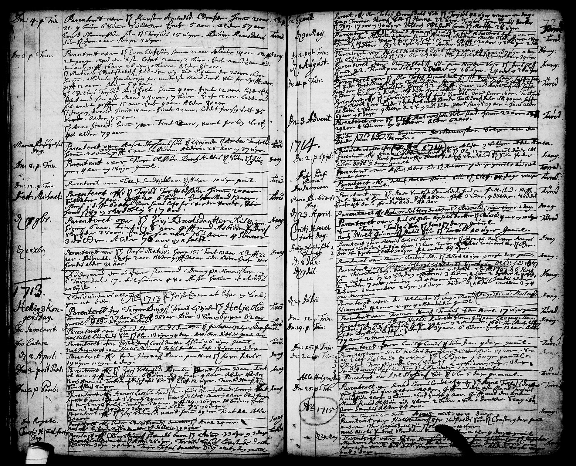 Drangedal kirkebøker, SAKO/A-258/F/Fa/L0001: Parish register (official) no. 1, 1697-1767, p. 72