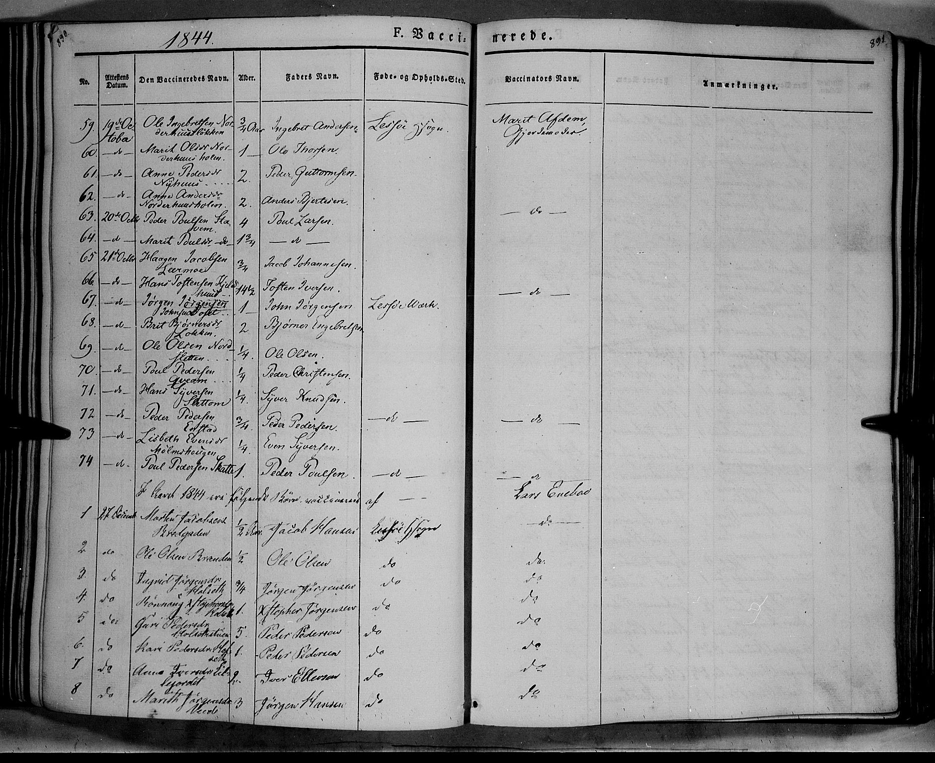 Lesja prestekontor, AV/SAH-PREST-068/H/Ha/Haa/L0006: Parish register (official) no. 6B, 1843-1854, p. 890-891