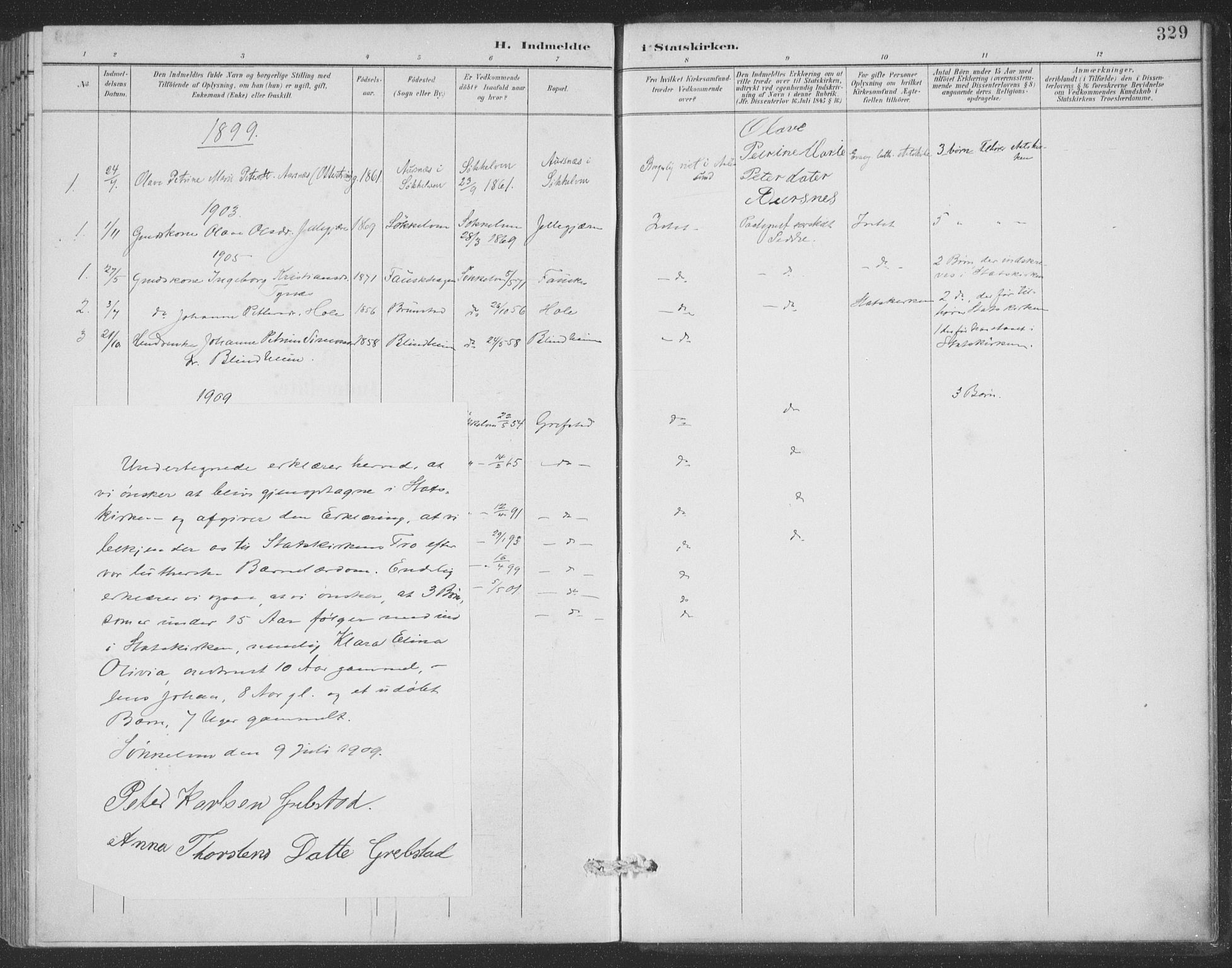 Ministerialprotokoller, klokkerbøker og fødselsregistre - Møre og Romsdal, AV/SAT-A-1454/523/L0335: Parish register (official) no. 523A02, 1891-1911, p. 329