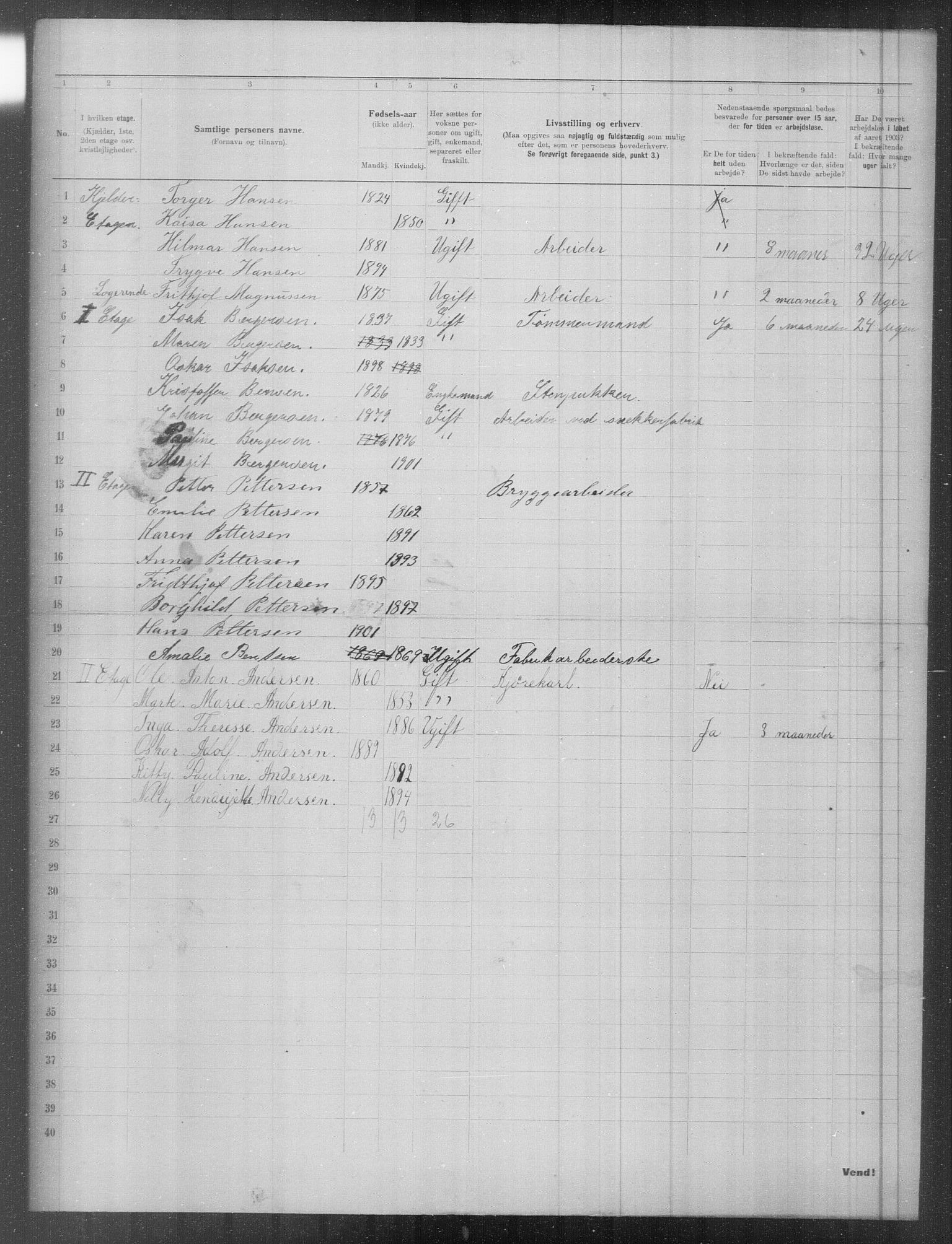 OBA, Municipal Census 1903 for Kristiania, 1903, p. 4575