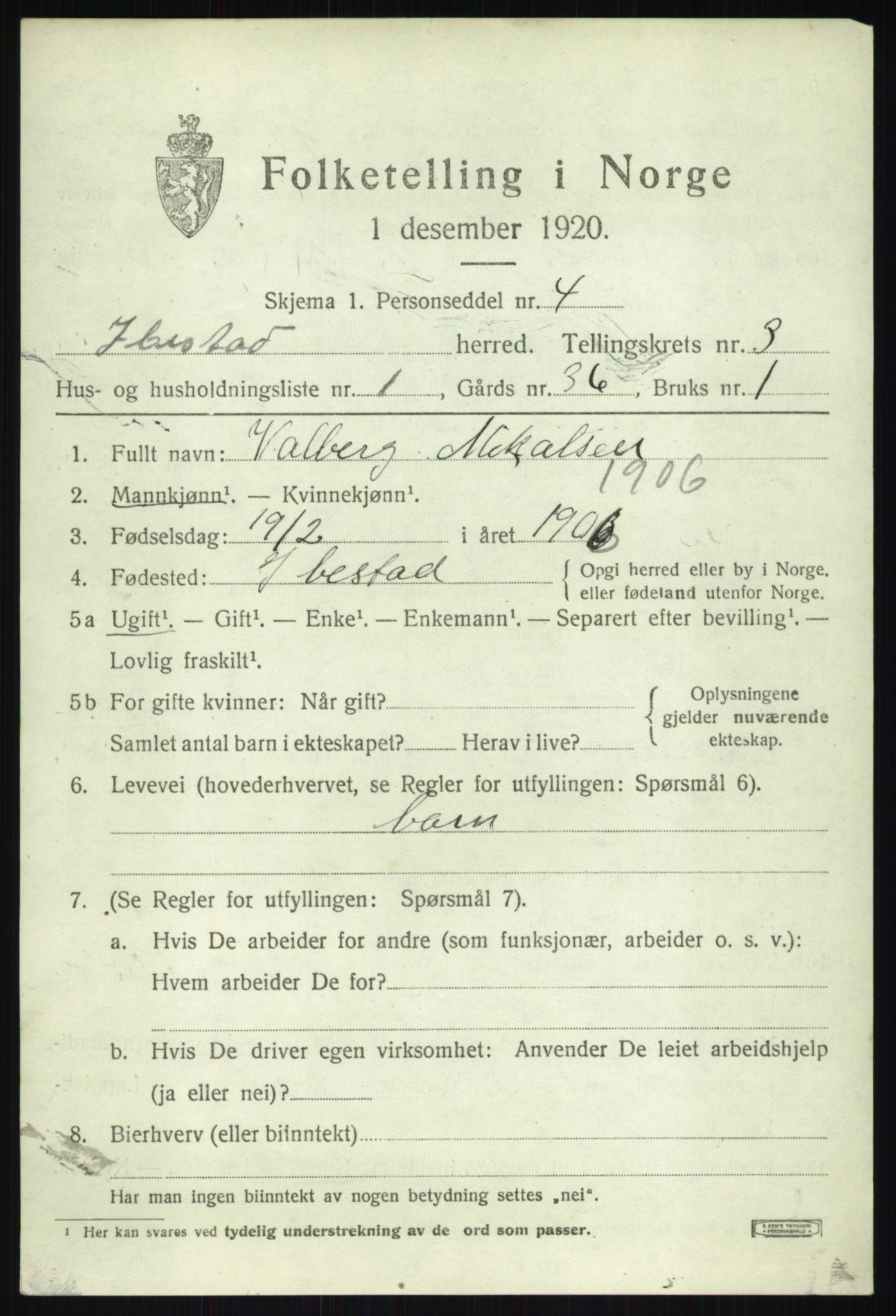 SATØ, 1920 census for Ibestad, 1920, p. 2760