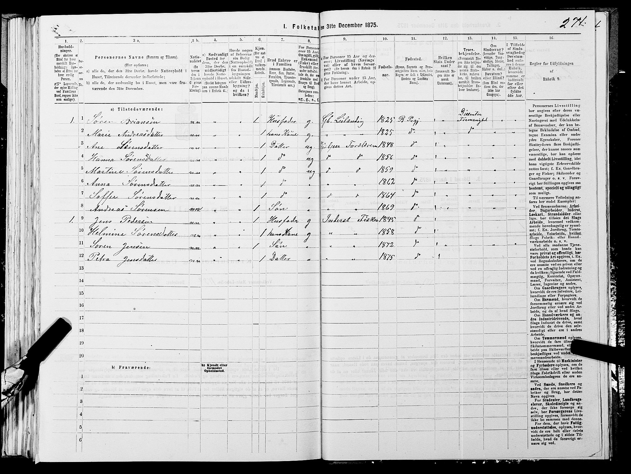 SATØ, 1875 census for 1933P Balsfjord, 1875, p. 1871