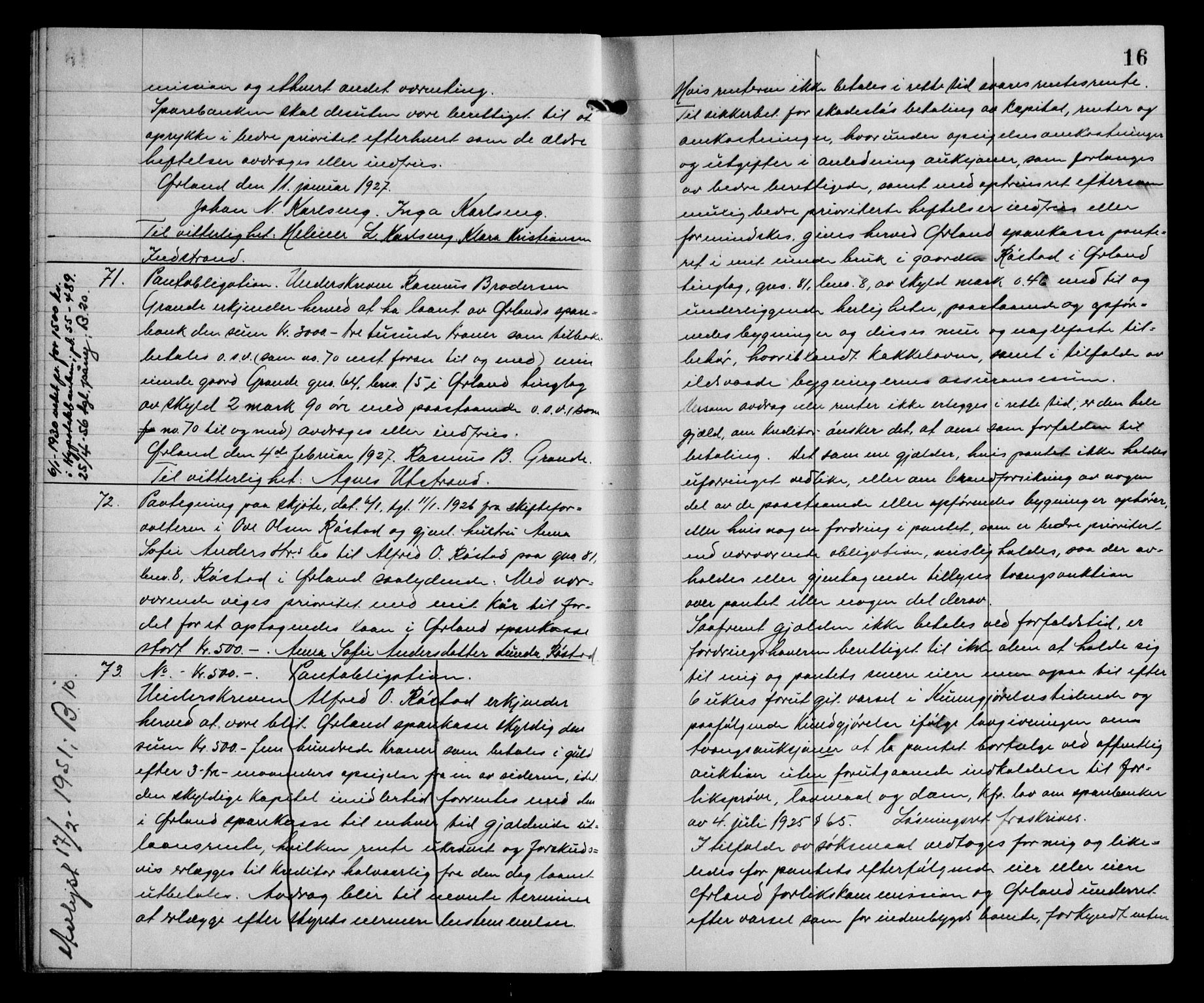 Fosen sorenskriveri, AV/SAT-A-1107/1/2/2C/L0064: Mortgage book no. 55, 1927-1930, p. 16