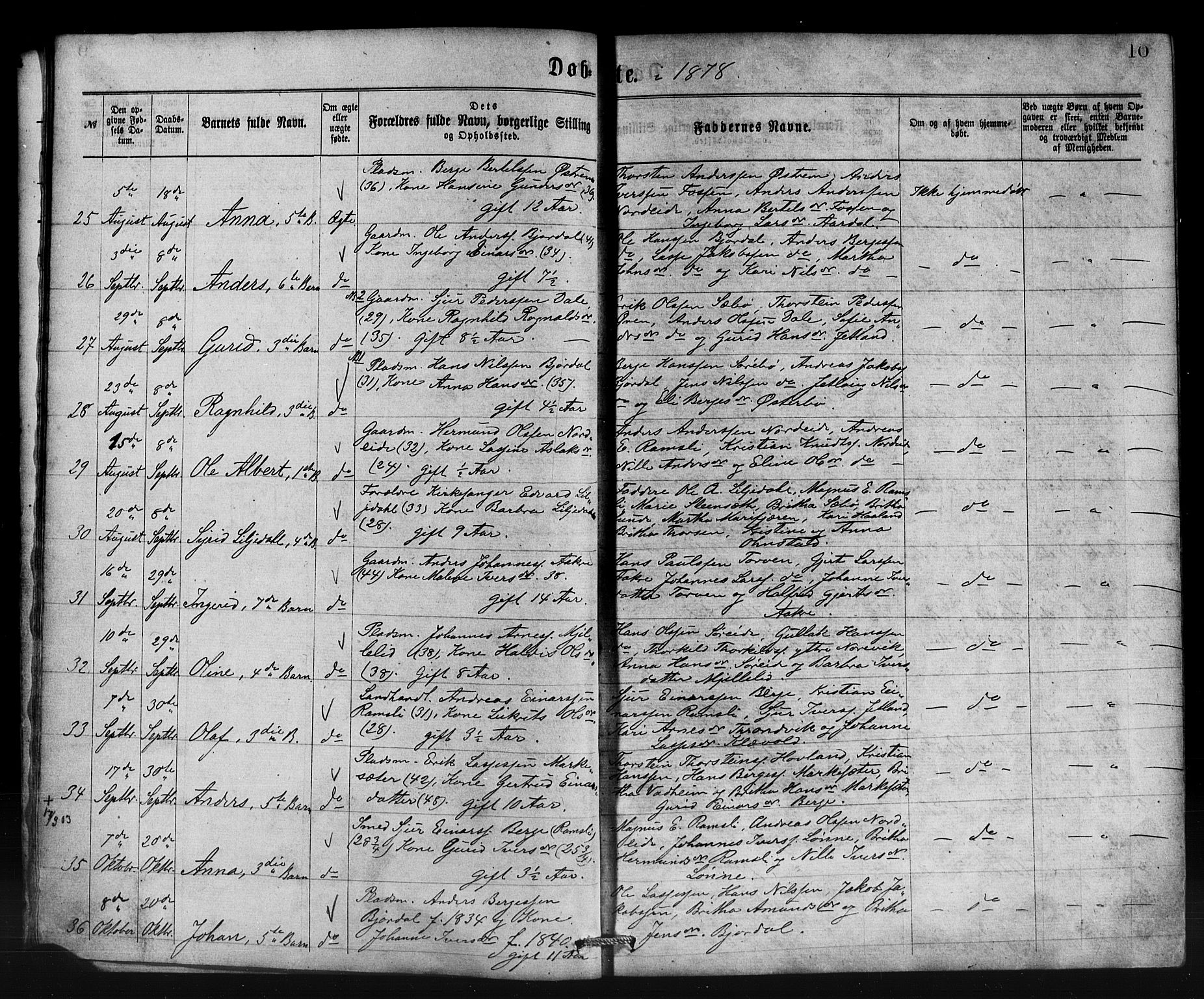 Lavik sokneprestembete, AV/SAB-A-80901: Parish register (copy) no. B 2, 1870-1881, p. 10