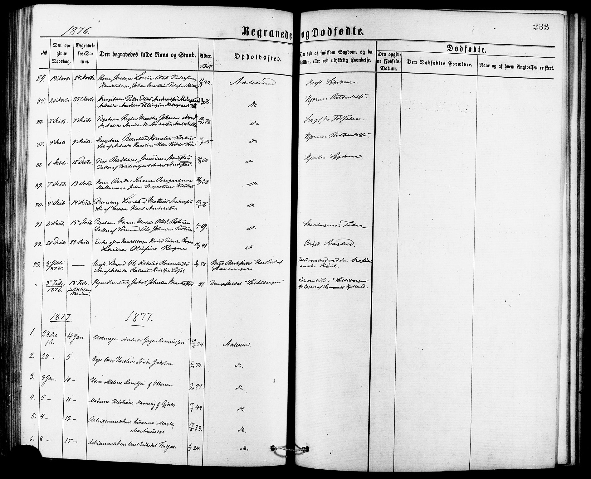 Ministerialprotokoller, klokkerbøker og fødselsregistre - Møre og Romsdal, AV/SAT-A-1454/529/L0453: Parish register (official) no. 529A03, 1872-1877, p. 233