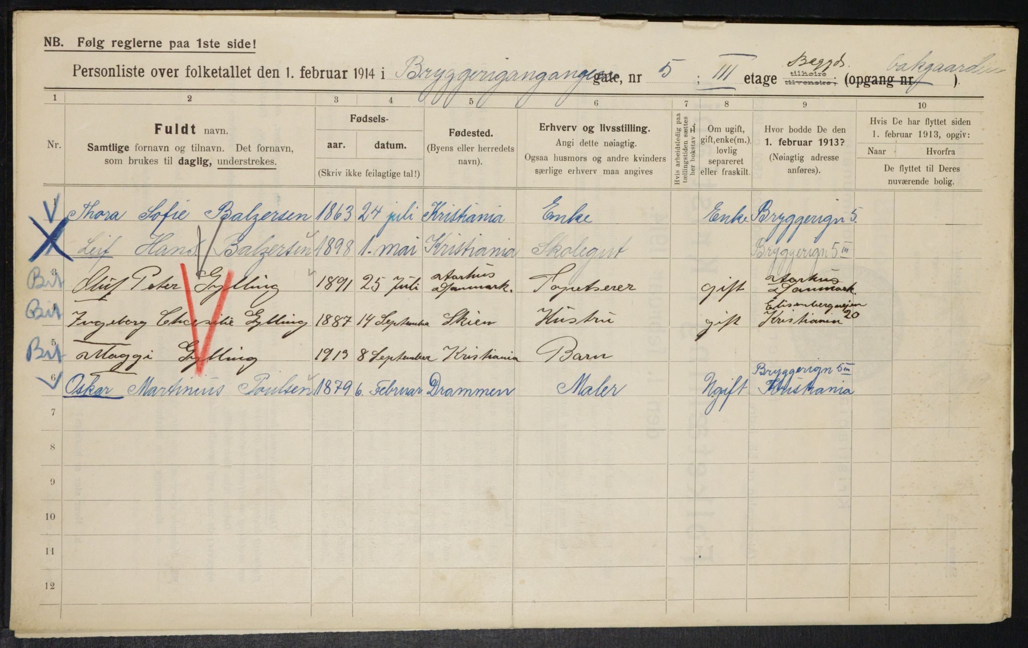 OBA, Municipal Census 1914 for Kristiania, 1914, p. 10290