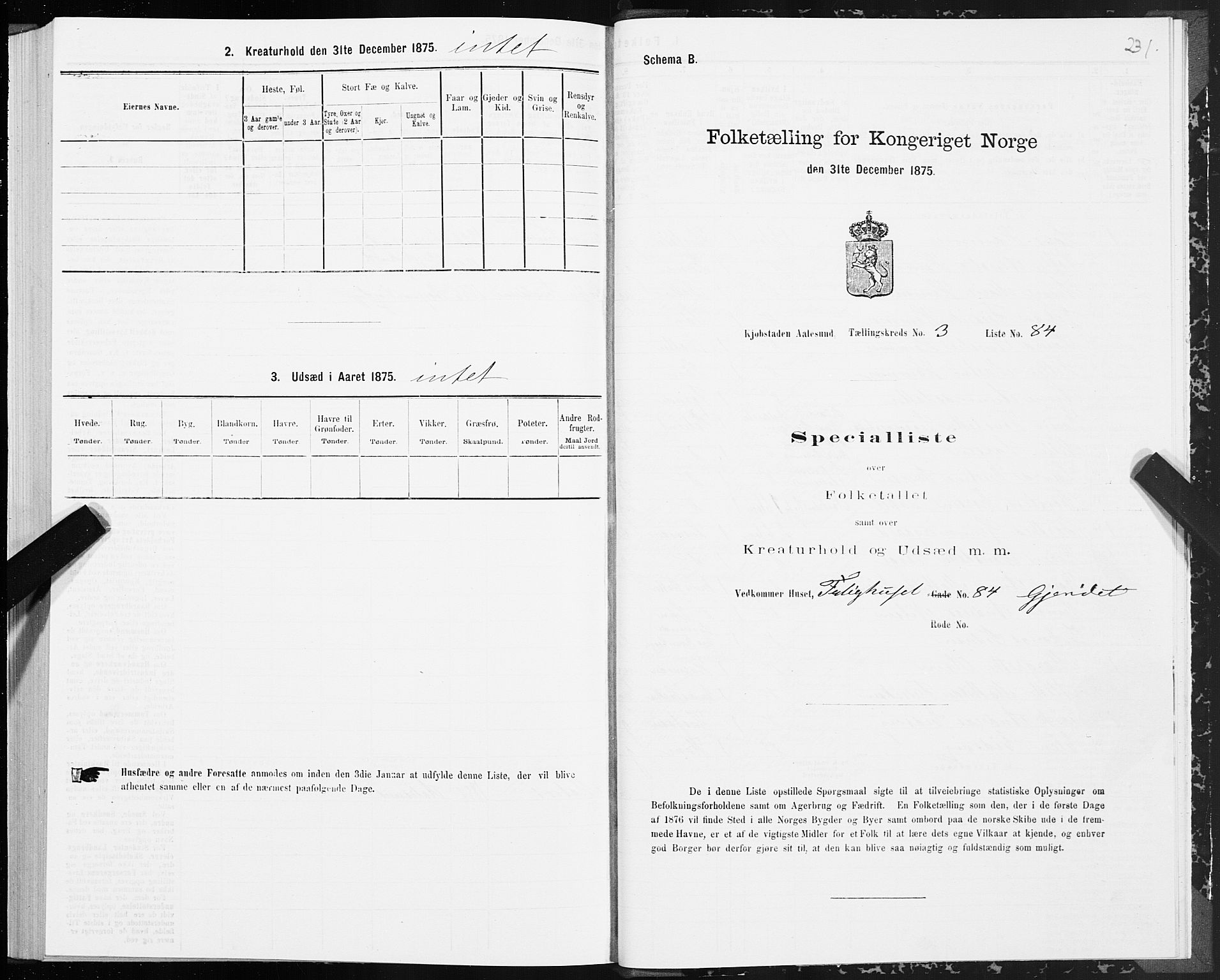 SAT, 1875 census for 1501P Ålesund, 1875, p. 3231