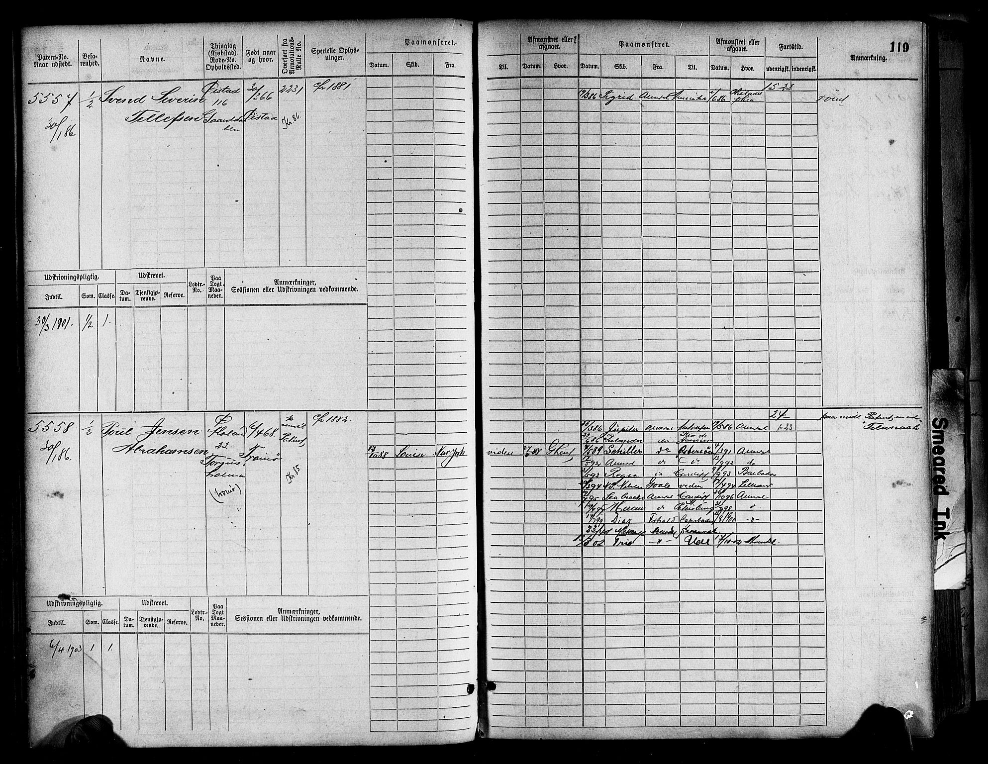 Arendal mønstringskrets, AV/SAK-2031-0012/F/Fb/L0017: Hovedrulle A nr 5323-6076, S-15, 1884-1892, p. 119