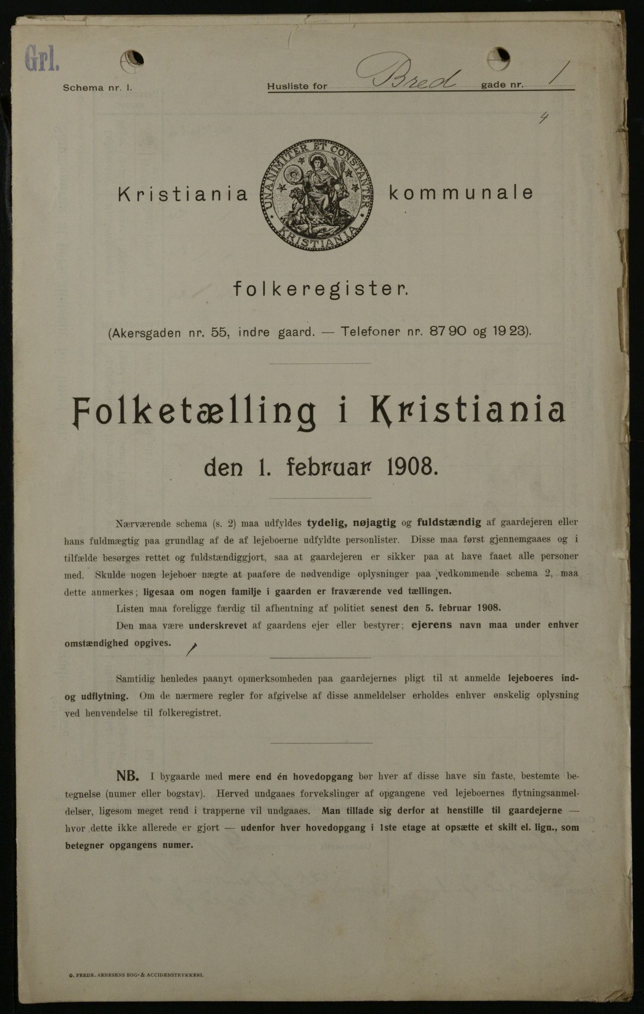OBA, Municipal Census 1908 for Kristiania, 1908, p. 7891