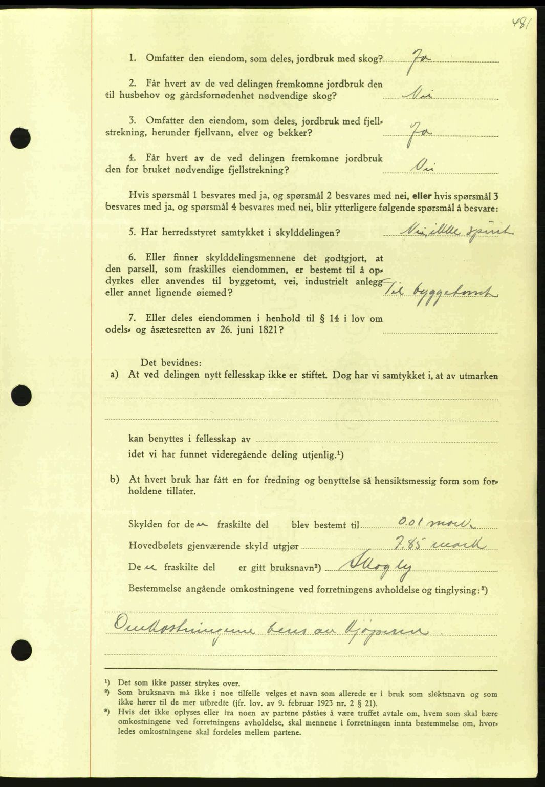 Nordmøre sorenskriveri, AV/SAT-A-4132/1/2/2Ca: Mortgage book no. A96, 1943-1944, Diary no: : 2450/1943