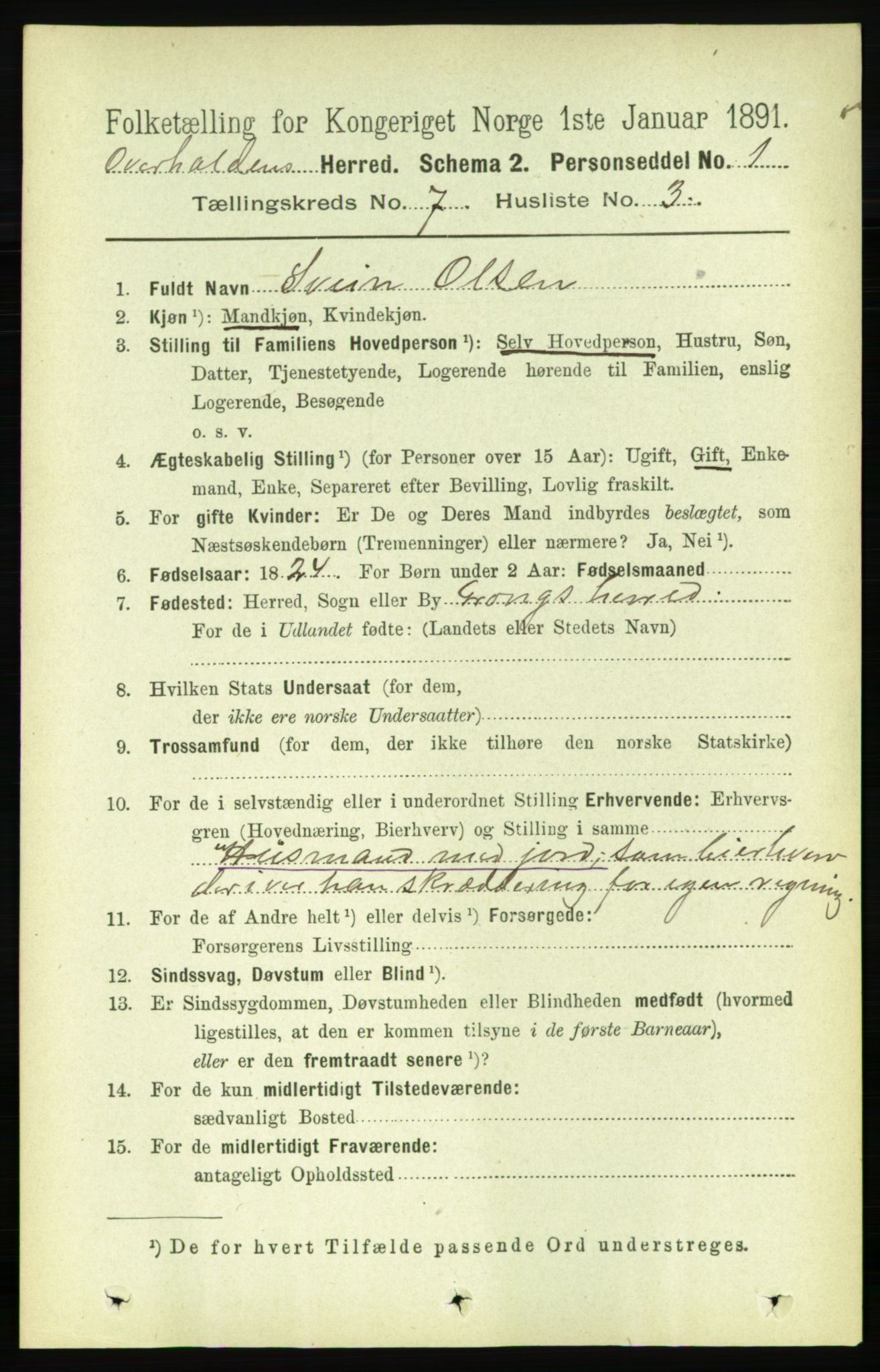 RA, 1891 census for 1744 Overhalla, 1891, p. 2655