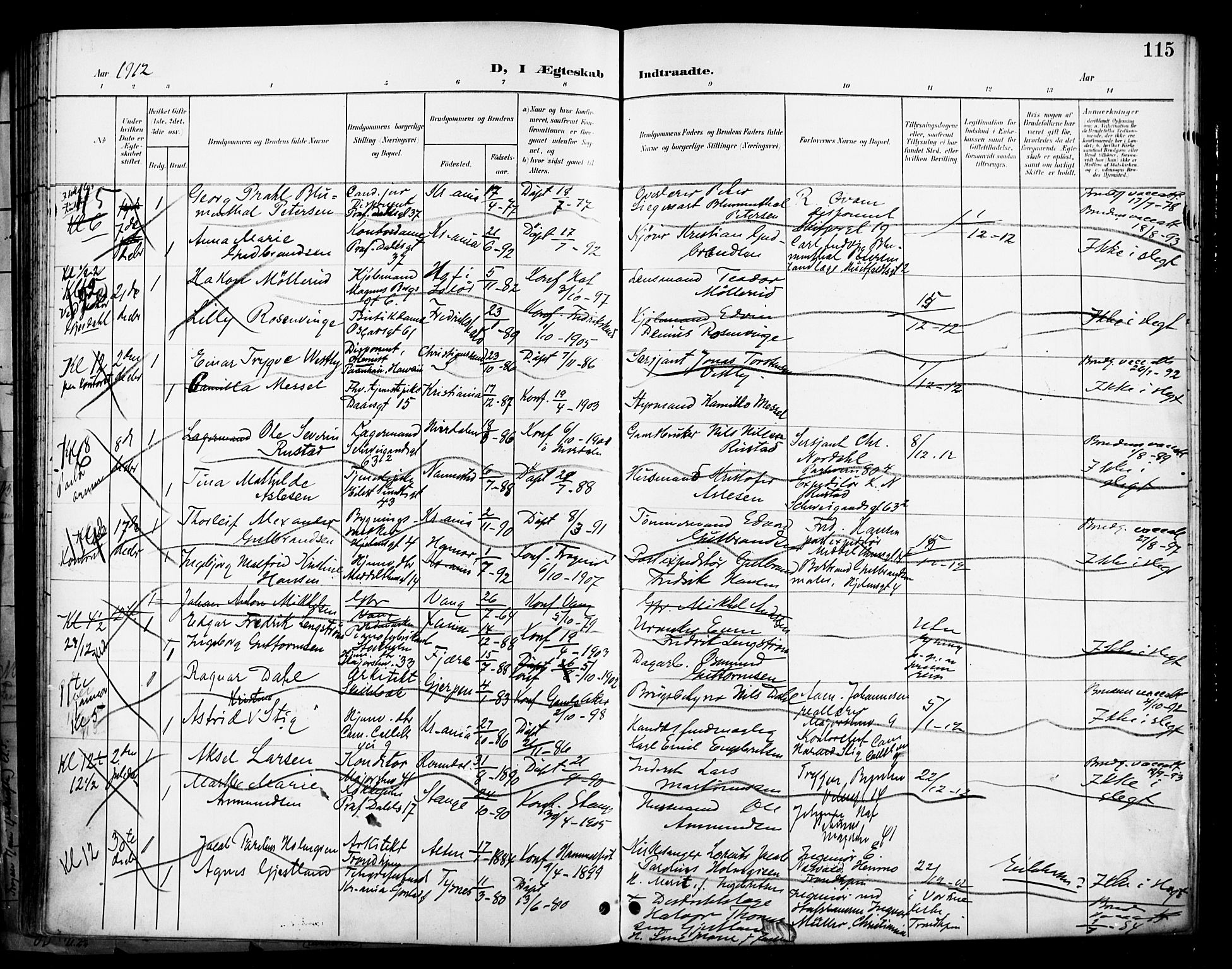 Uranienborg prestekontor Kirkebøker, SAO/A-10877/H/Ha/L0004: Banns register no. I 4, 1901-1915, p. 115