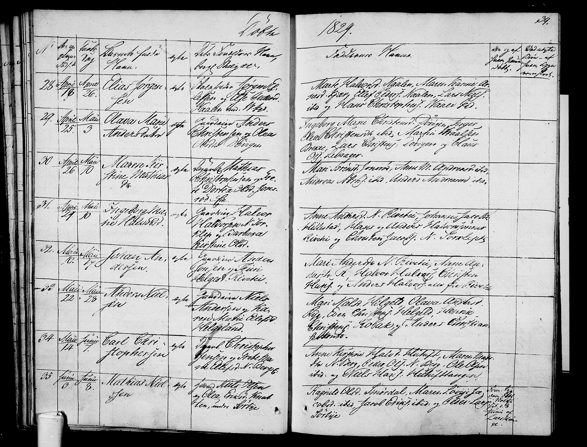 Våle kirkebøker, AV/SAKO-A-334/F/Fa/L0008: Parish register (official) no. I 8, 1824-1844, p. 39