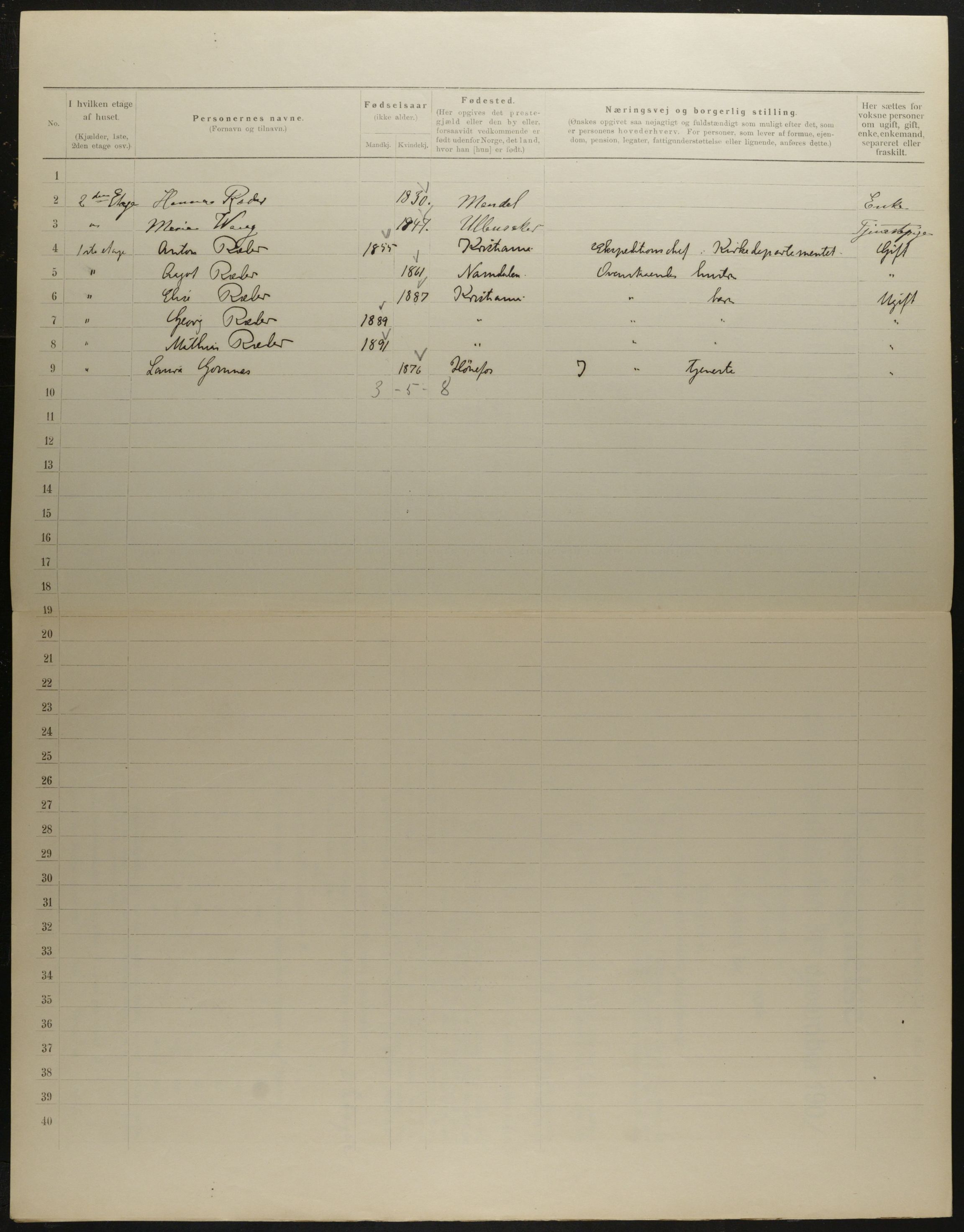 OBA, Municipal Census 1901 for Kristiania, 1901, p. 7375